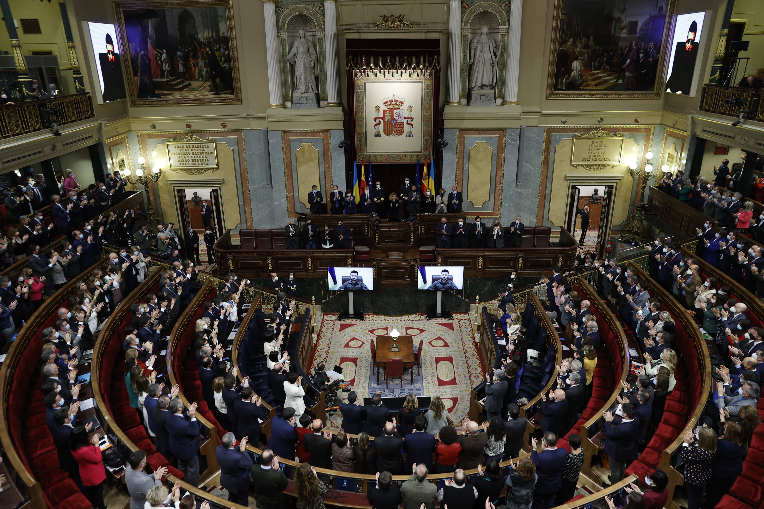 El Pleno del Congreso, durante el mensaje del presidente ucraniano.