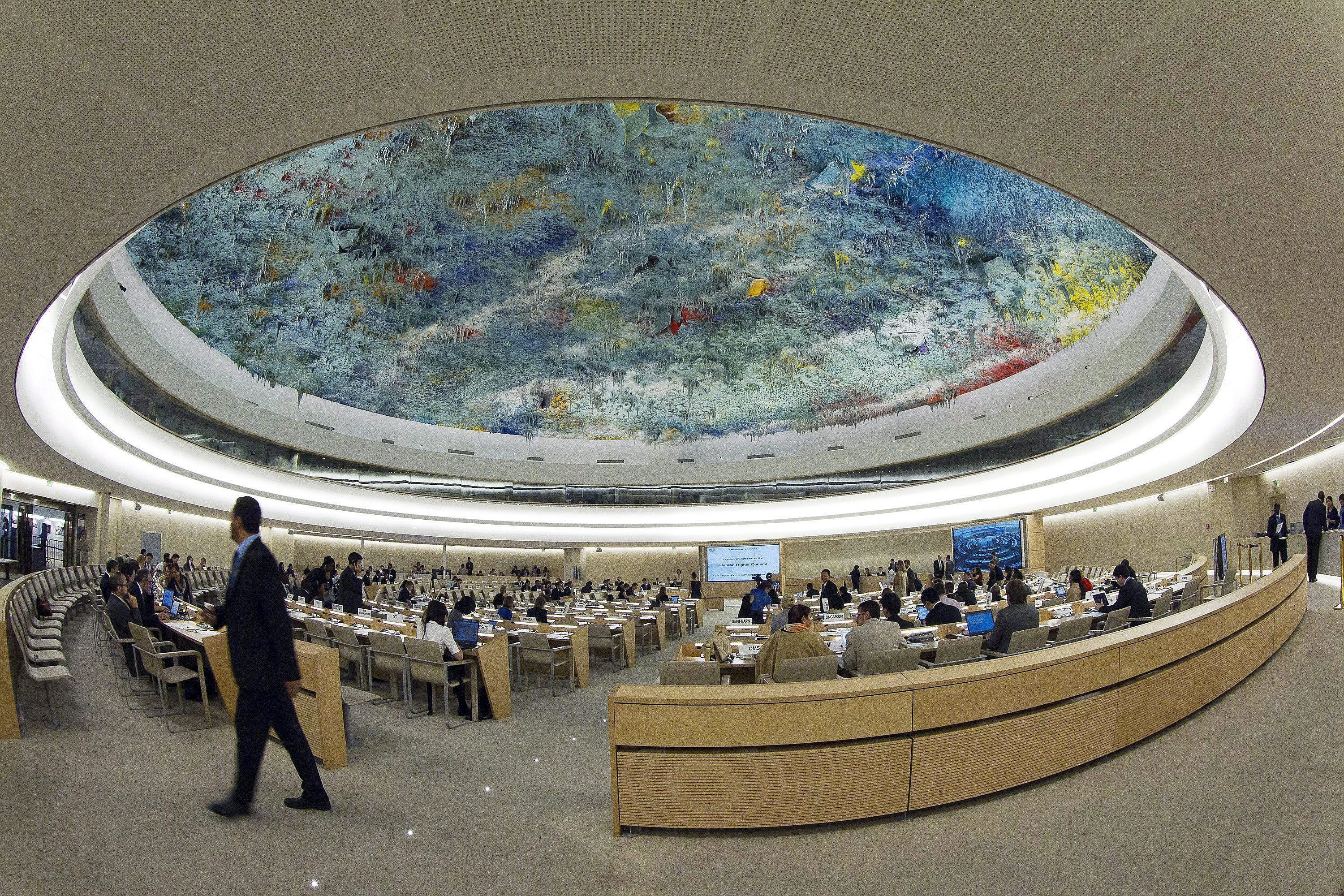 Sala del Consejo de Derechos Humanos de la ONU en Ginebra, Suiza