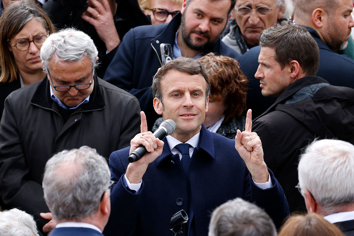 Macron, en un acto de campaña. AFP