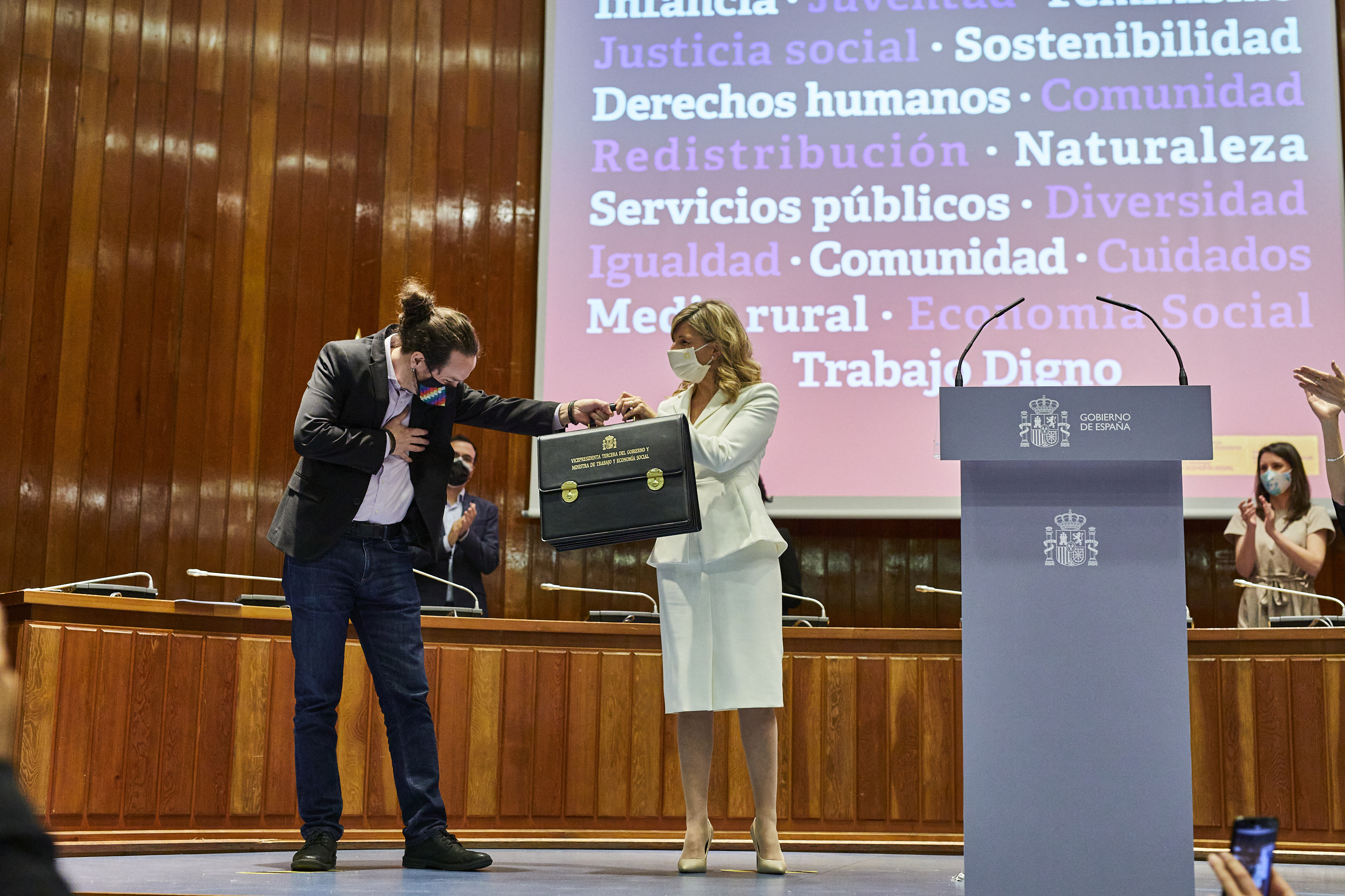 Pablo Iglesias traspasa su cartera a Yolanda Daz el 31 de marzo de 2021.