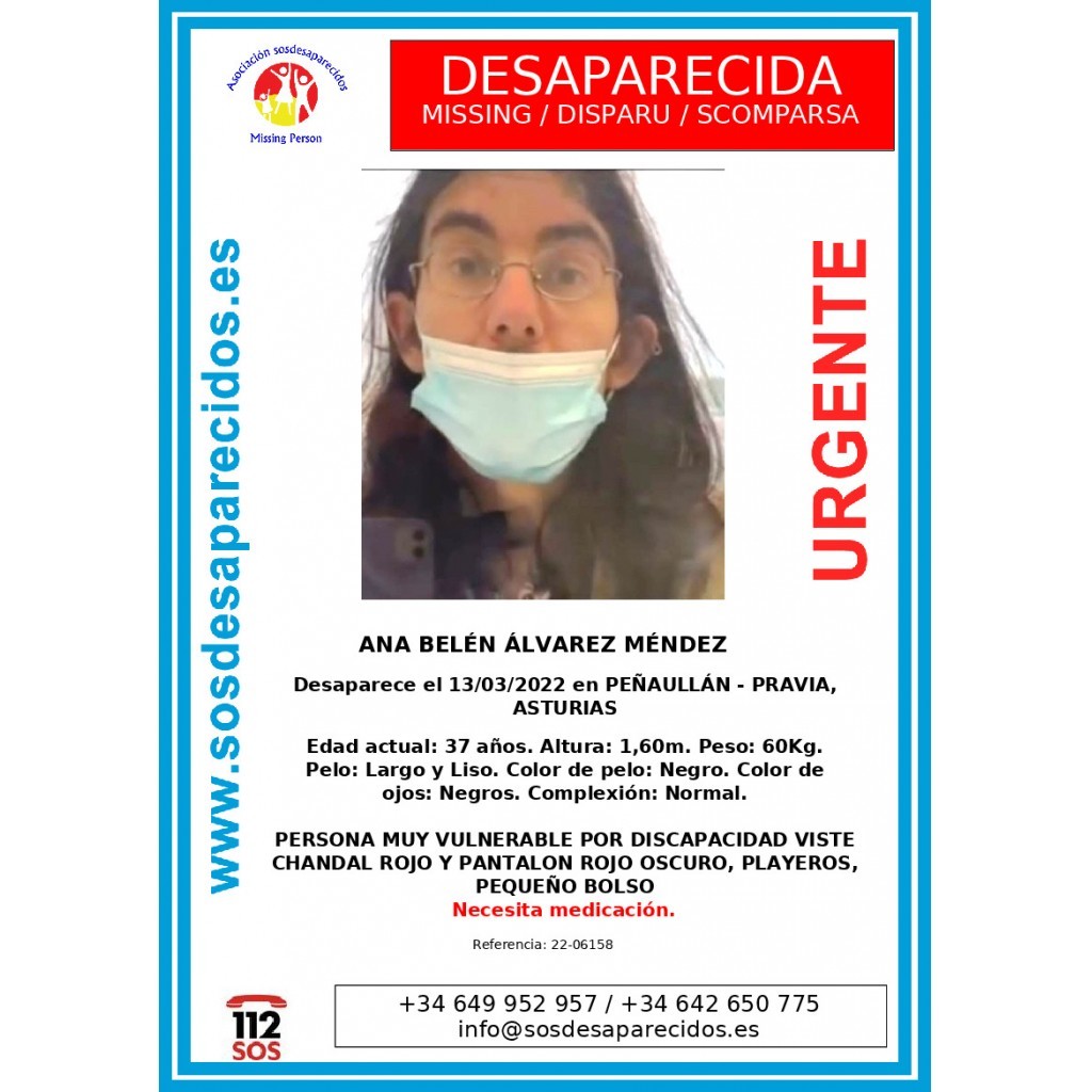 Ana Beln lvarez en el cartel difundido por SOS Desaparecidos.