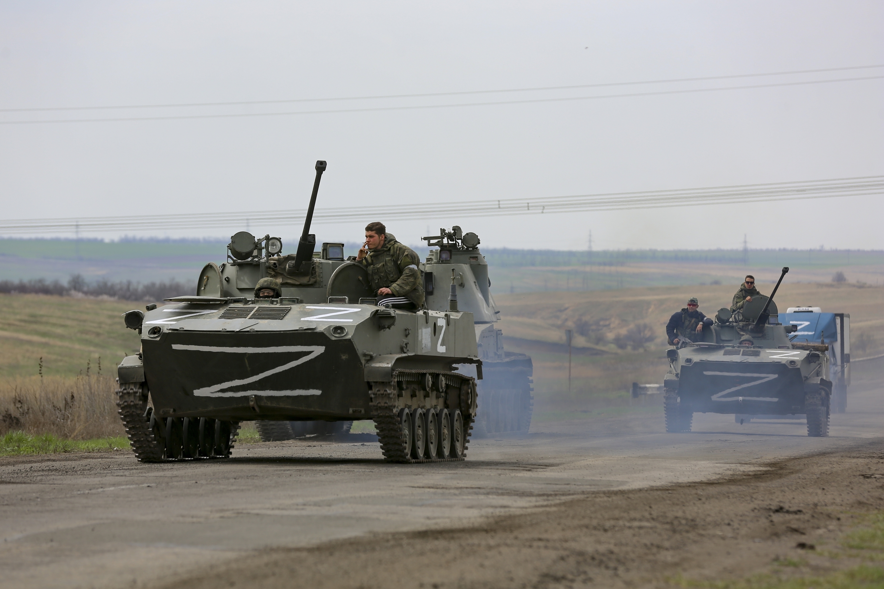 Fuerzas Armadas rusas en las inmediaciones de Mariupol.
