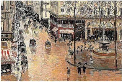 Detalle de 'Rue Saint-Honor por la tarde. Efecto de lluvia' (1897)