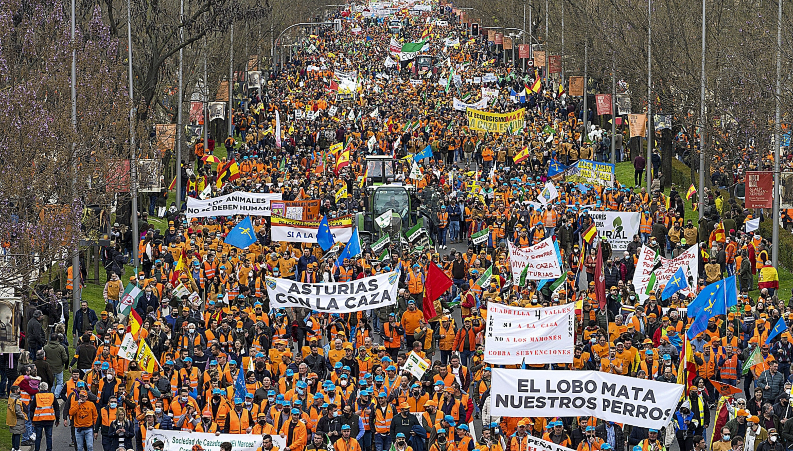Manifestacin de cazadores y agricultores en Madrid.