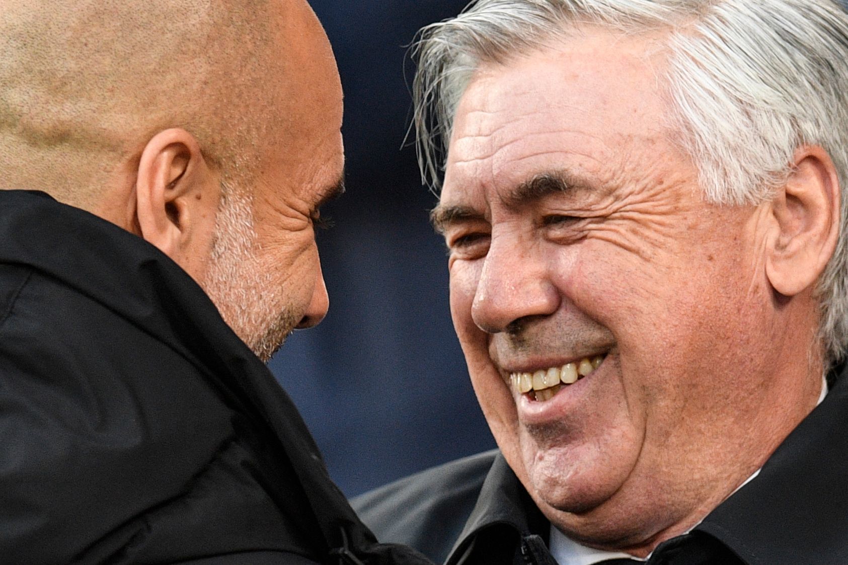 Guardiola and Ancelotti before the game.