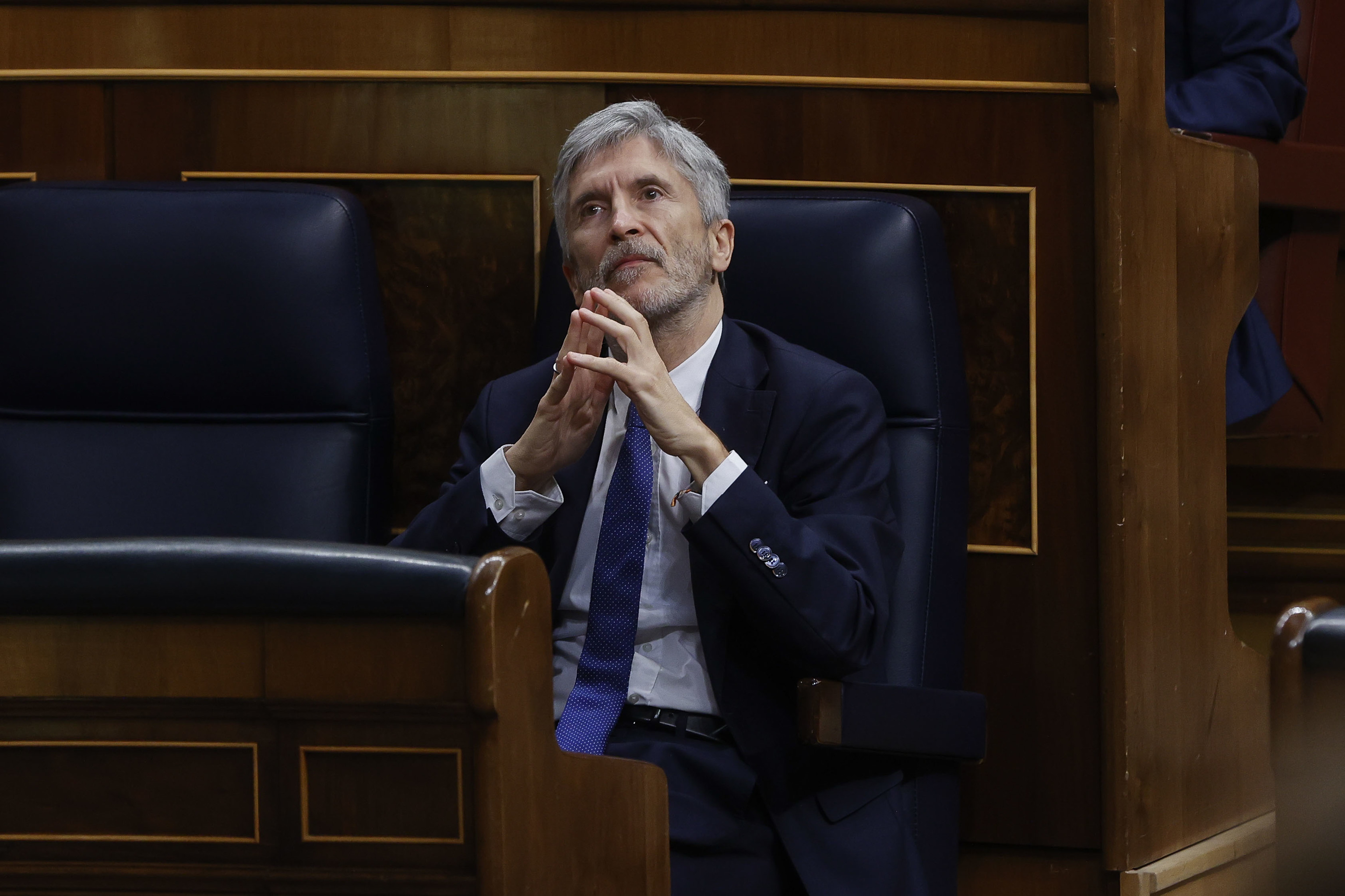 El ministro del Interior, Fernando Grande-Marlaska, durante el pleno del Congreso.
