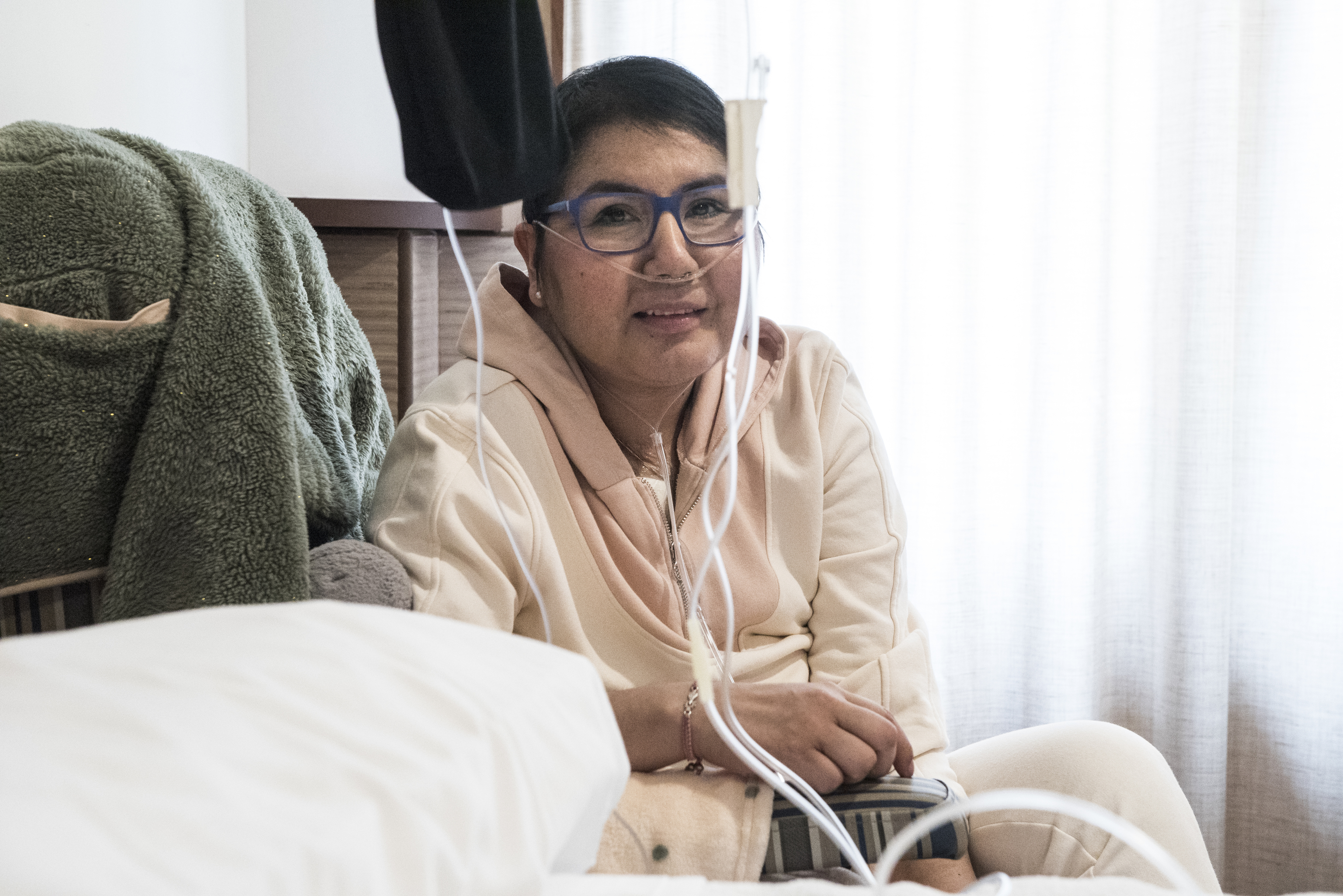 Maryorli Jayra recibe cuidados paliativos debido a la fase de cncer de mama en la que se haya en la Clnica San Camilo de Tres Cantos (Madrid).