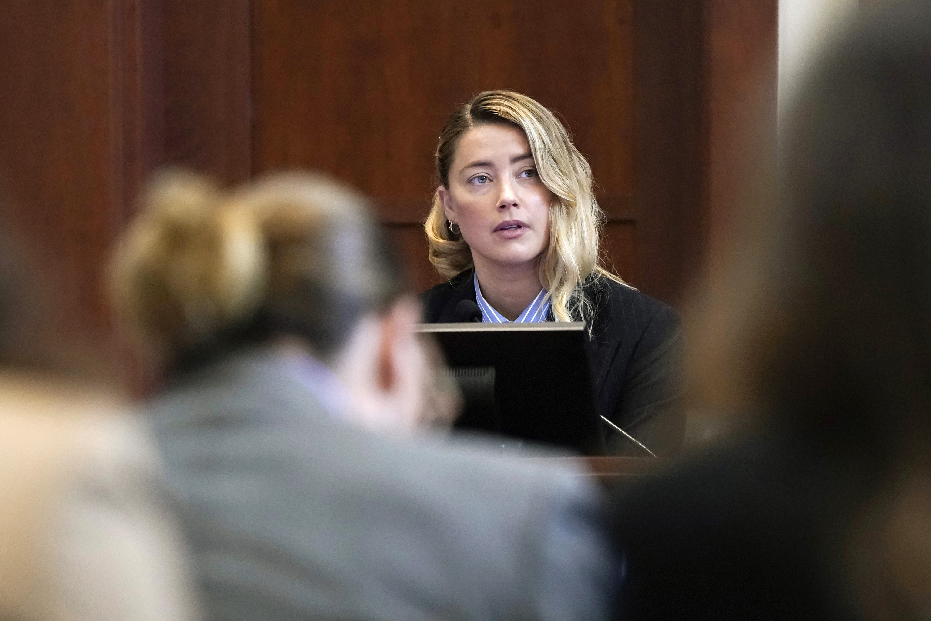 Amber Heard durante su declaracin en el juicio.