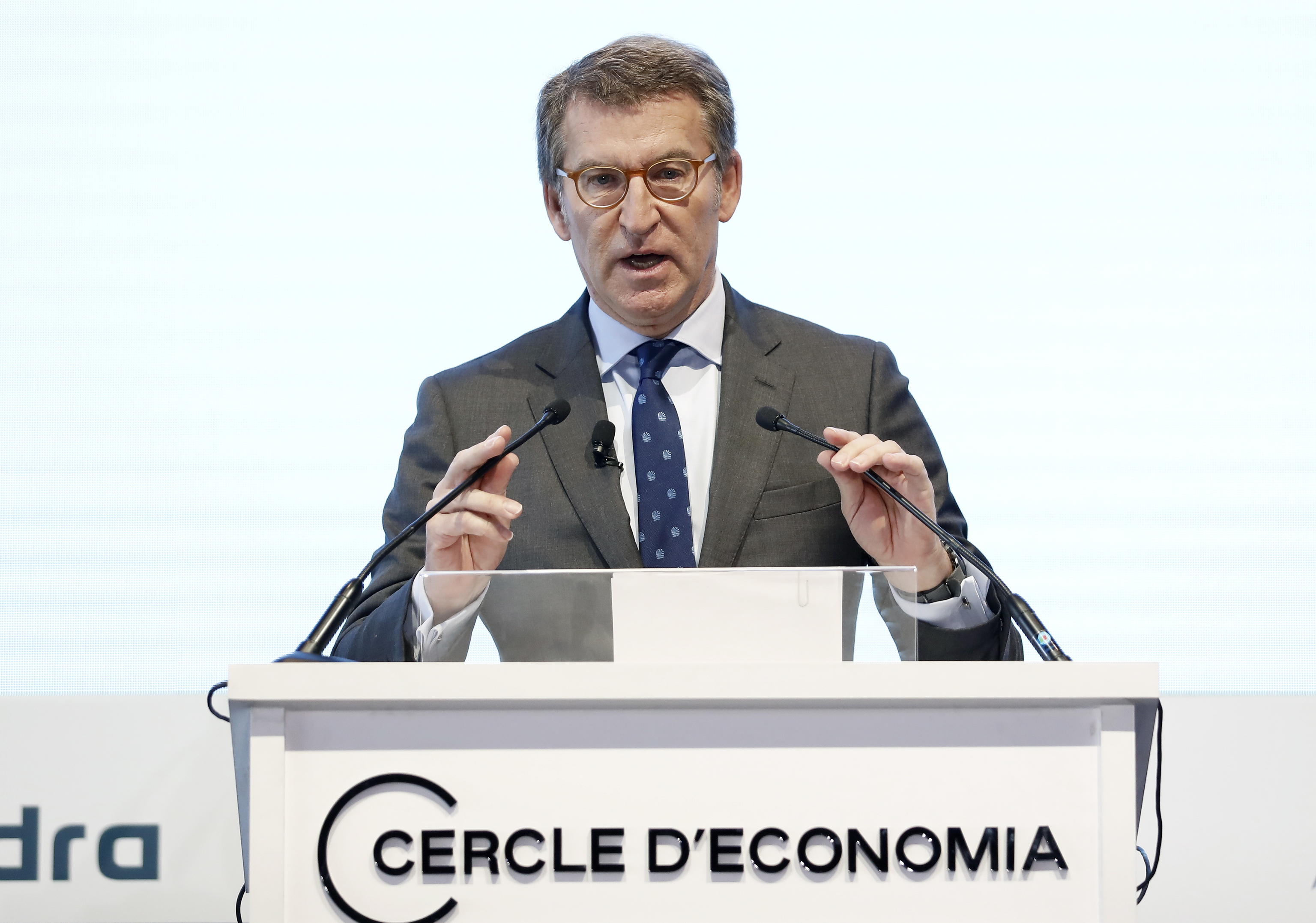 El presidente del PP, Alberto Nez Feijo, en el Crculo de Economa este viernes