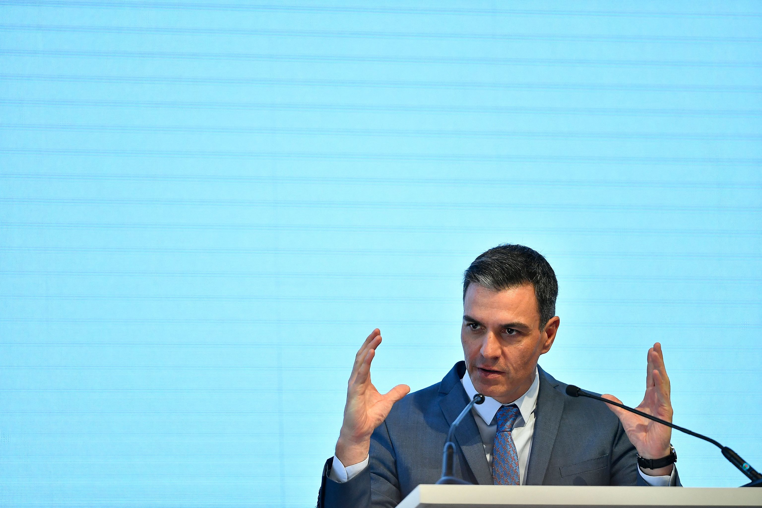El presidente del Gobierno,  Pedro Snchez, durante una intervencin en Barcelona.