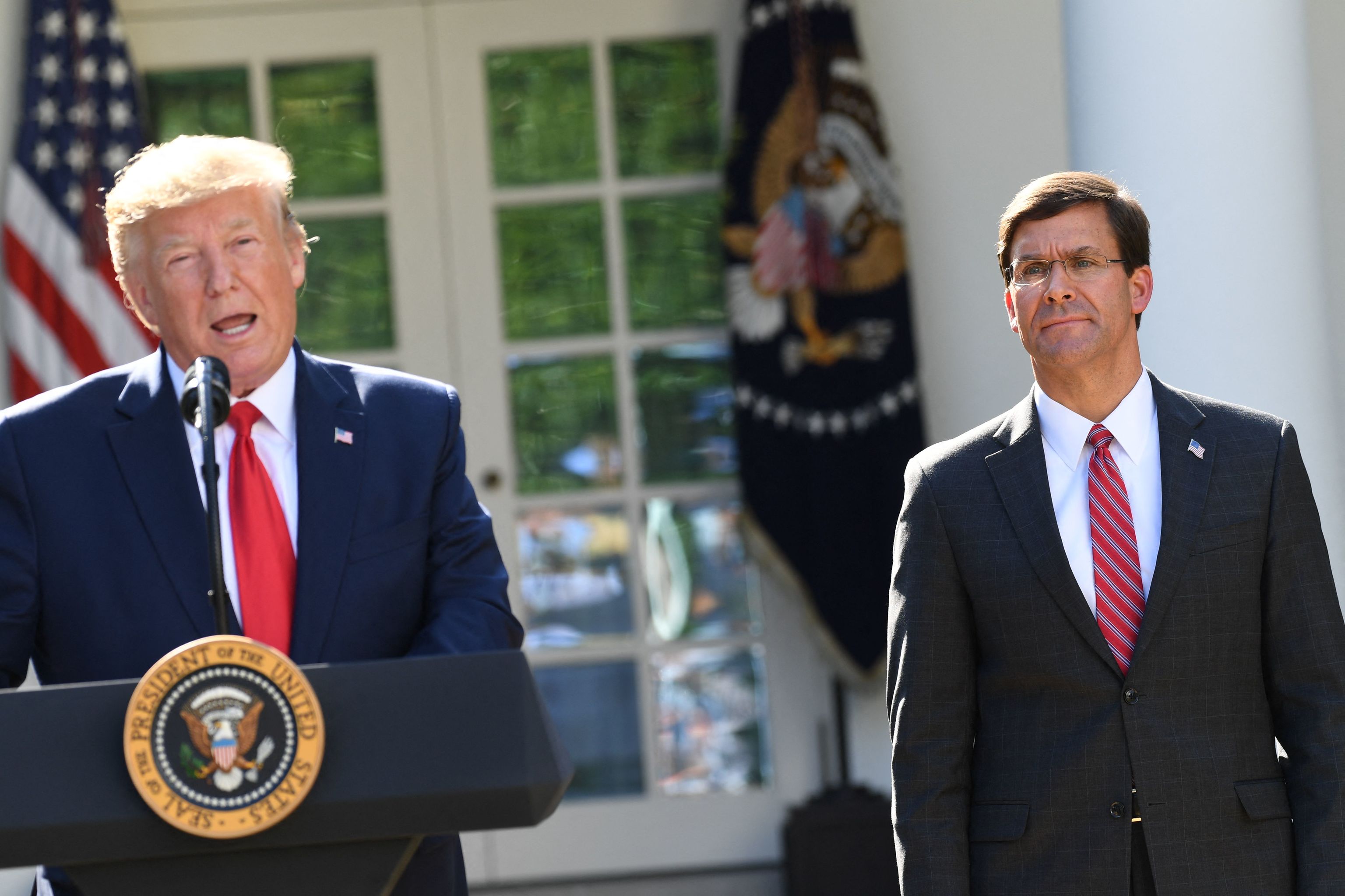Donald Trump with Mark Esper at the White House.