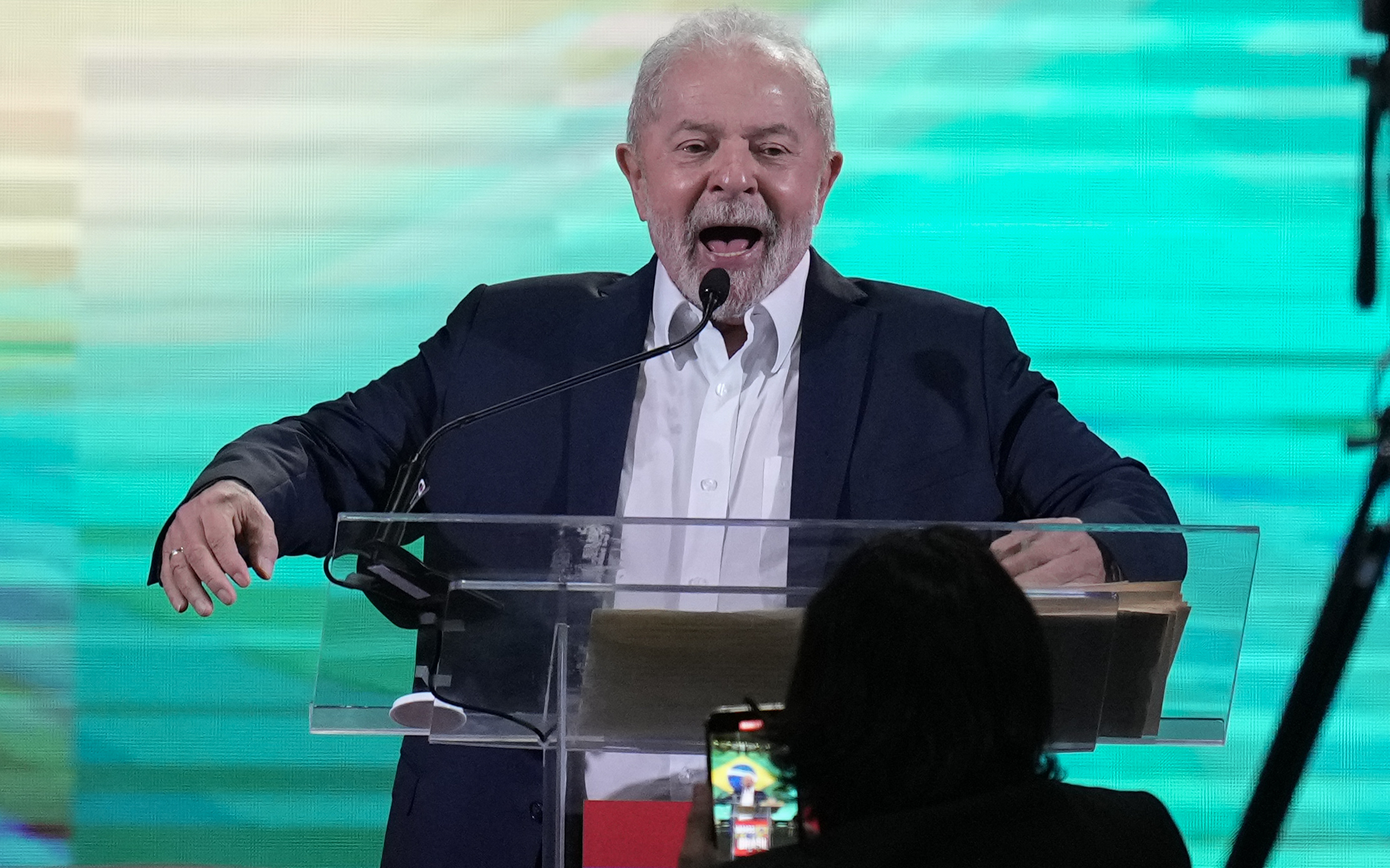 Lula da Silva anuncia su candidatura, hoy, en São Paulo.