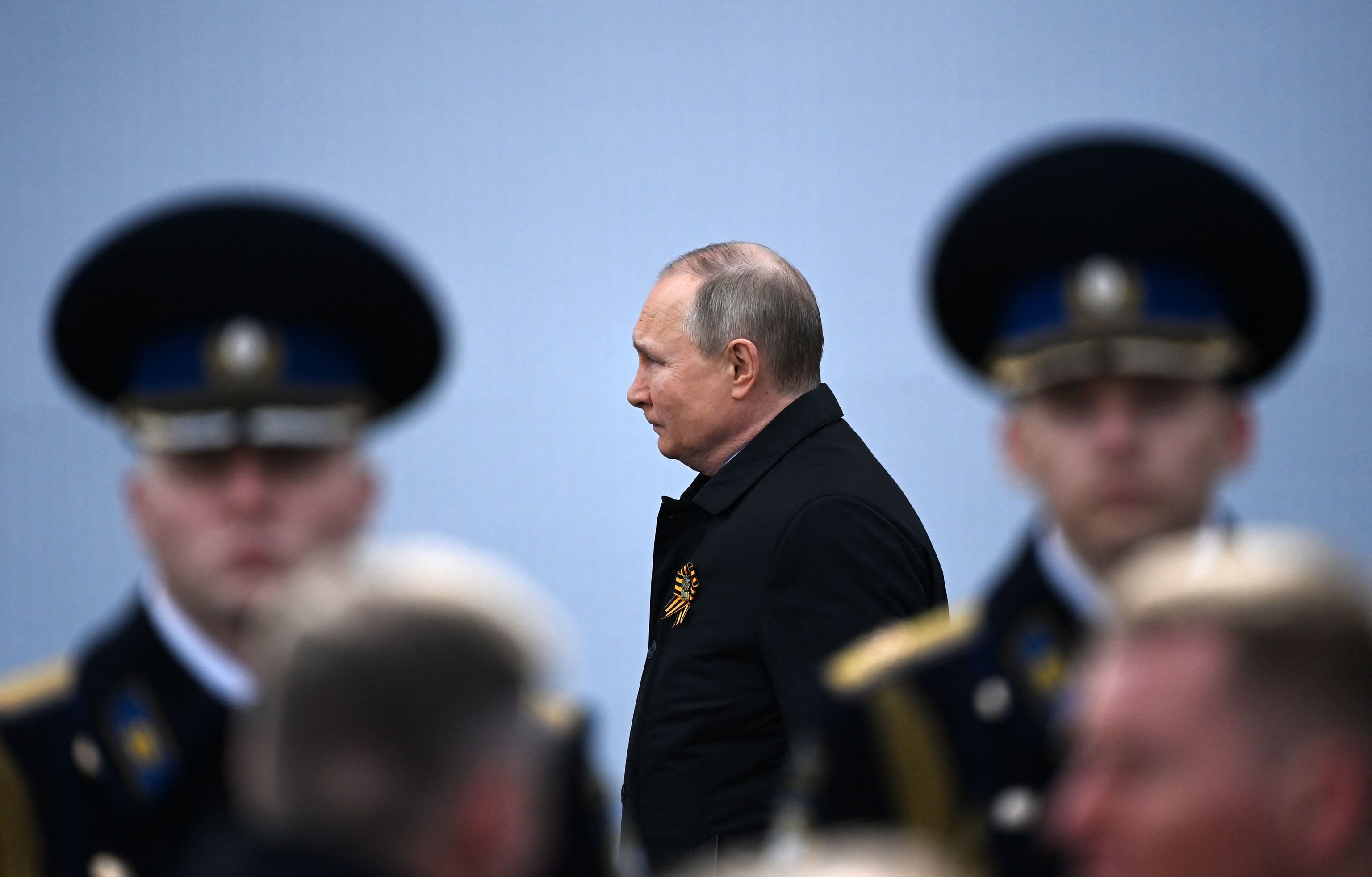 Russian President Vladimir Putin shortly before speaking in Red Square.