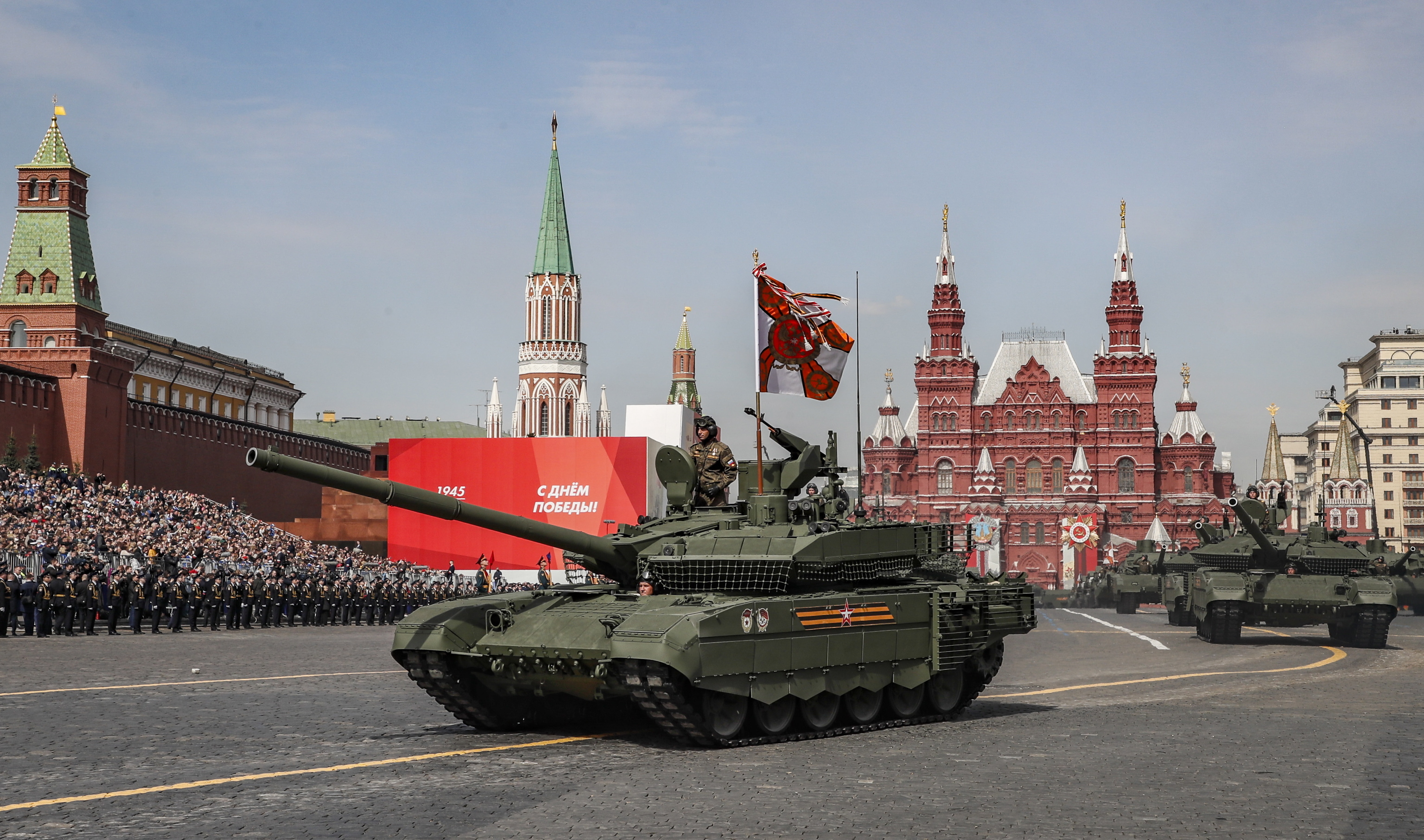 Russian tanks T90M and T14 Armata in Red Square in Moscow