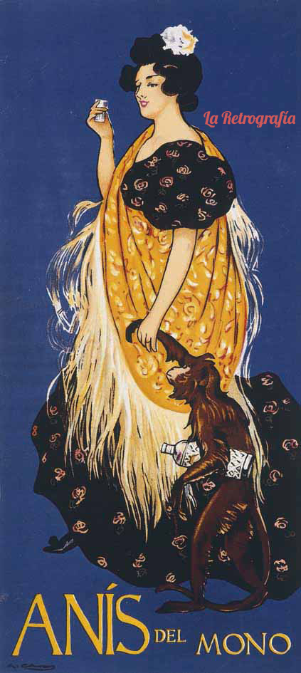 Cartel de Anís del Mono, dibujado por Ramón Casas.