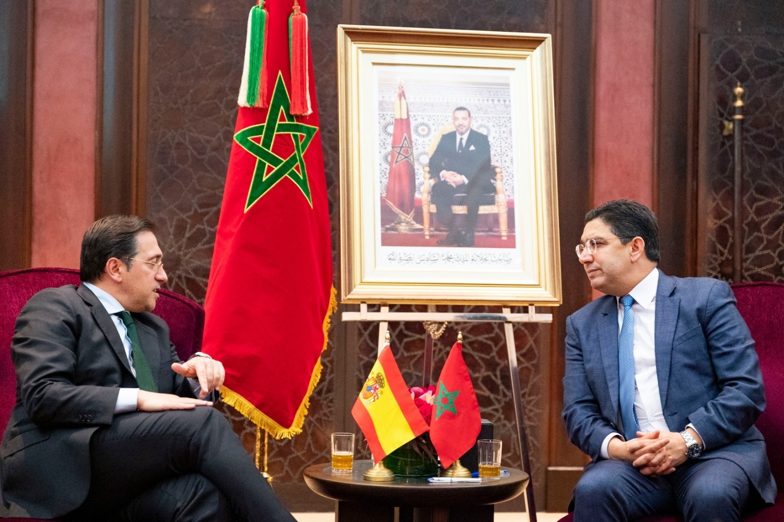 José Manuel Albares, reunido ayer en Marrakech con su homólogo marroquí, Naser Burita.