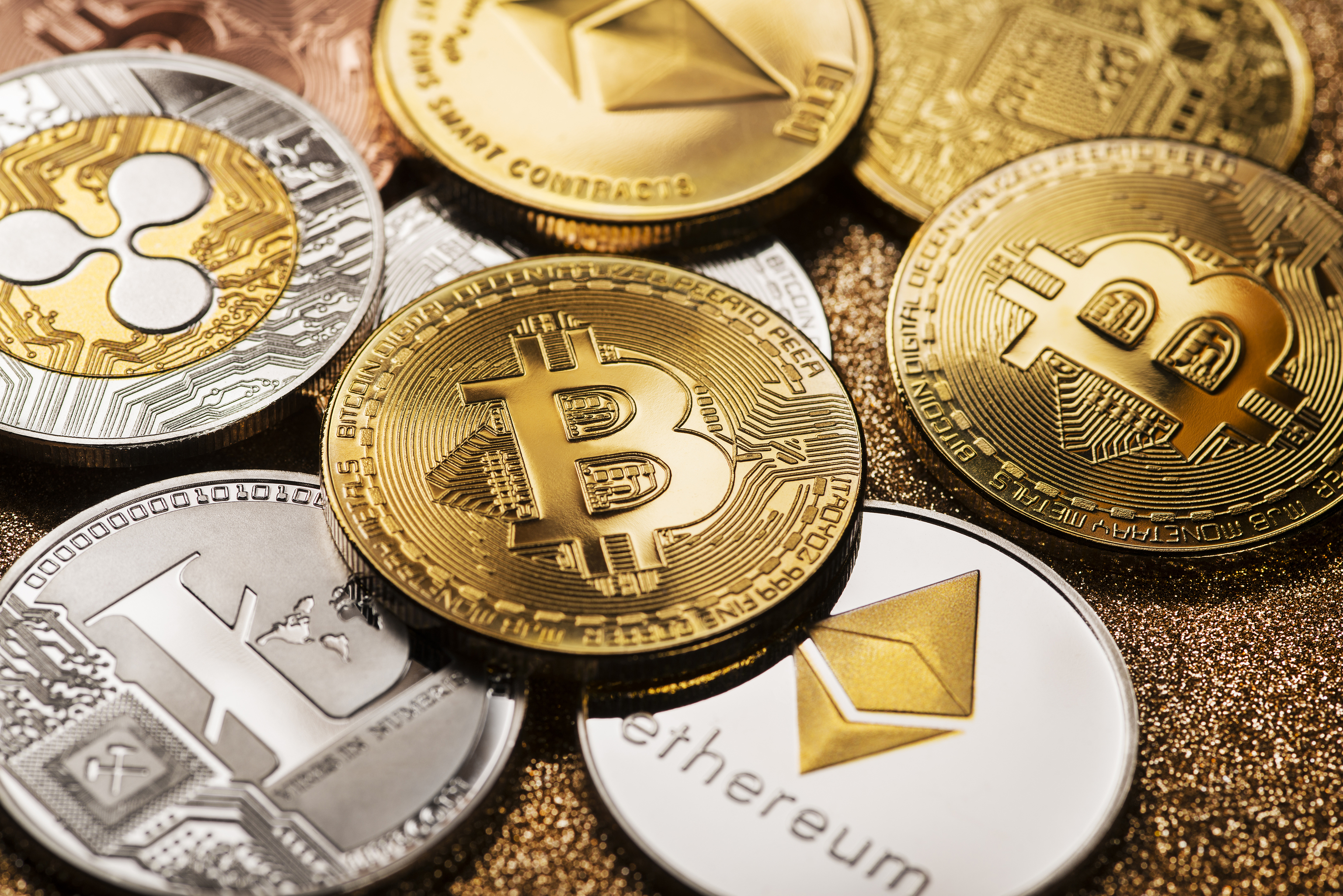 Recreación de monedas de Bitcoin.