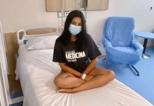 Gabriella el da que le dijeron que la enfermedad remita, en una publicacin de su Instagram