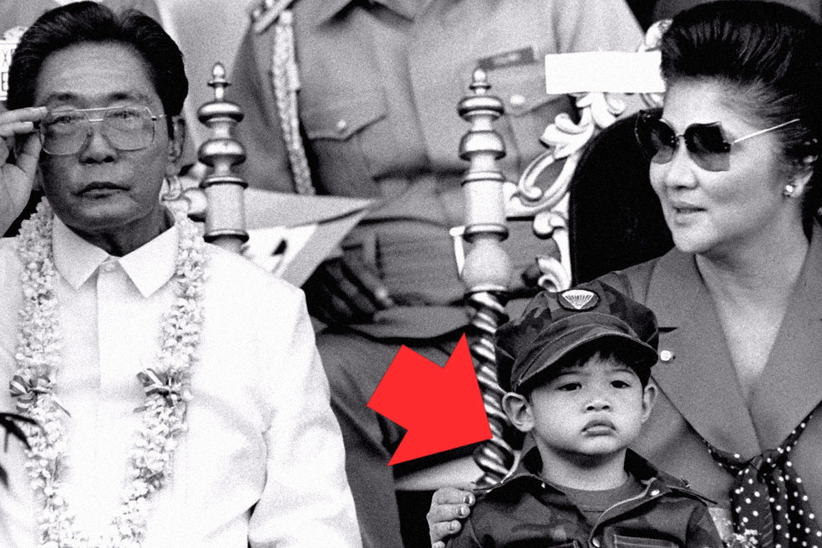 El difunto dictador Ferdinand Marcos y su esposa Imelda con su hijo Marcos Jr