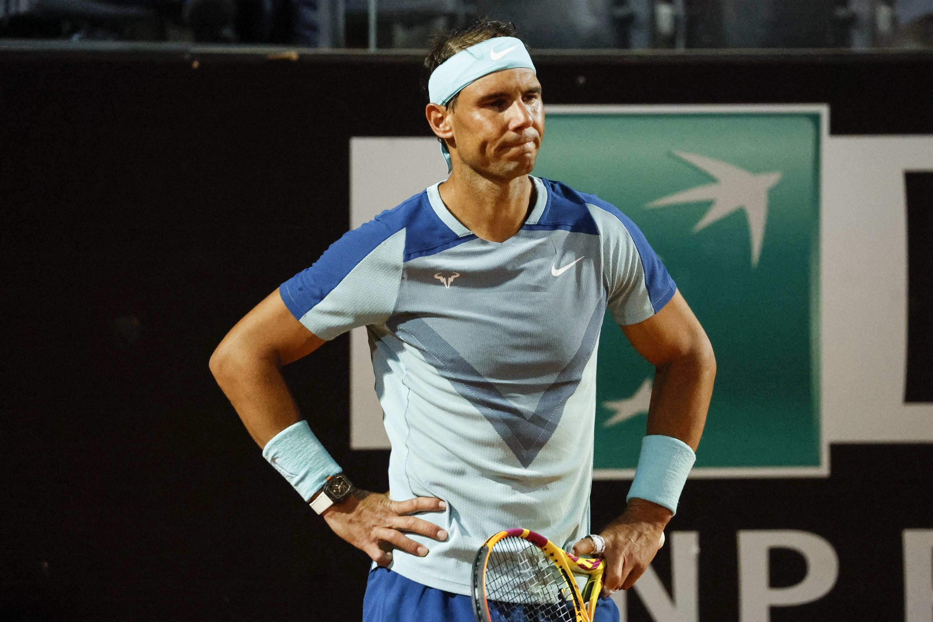 Rafa Nadal after losing to Shapovalov in Rome.