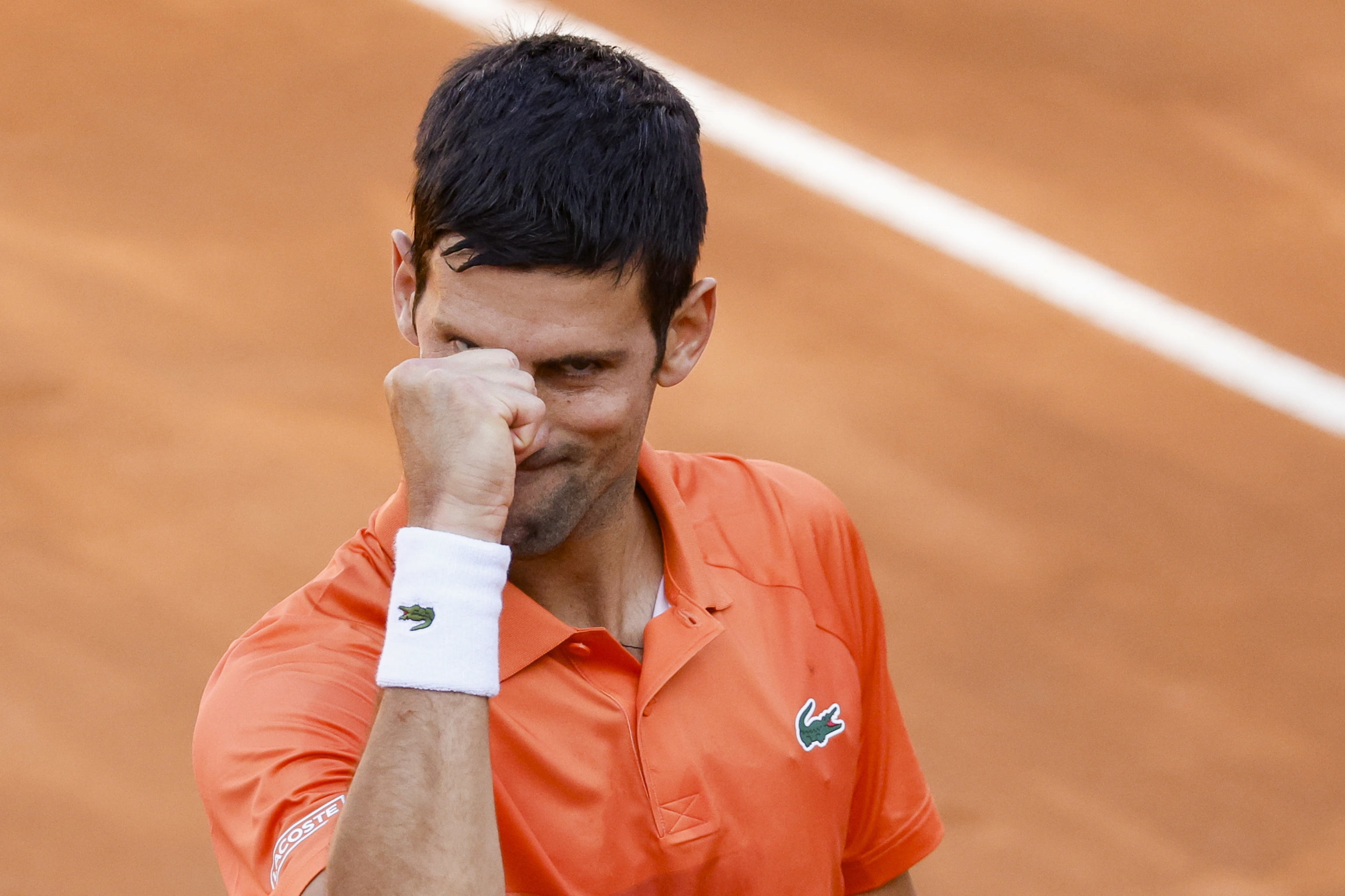 Djokovic celebrates his victory in Rome.