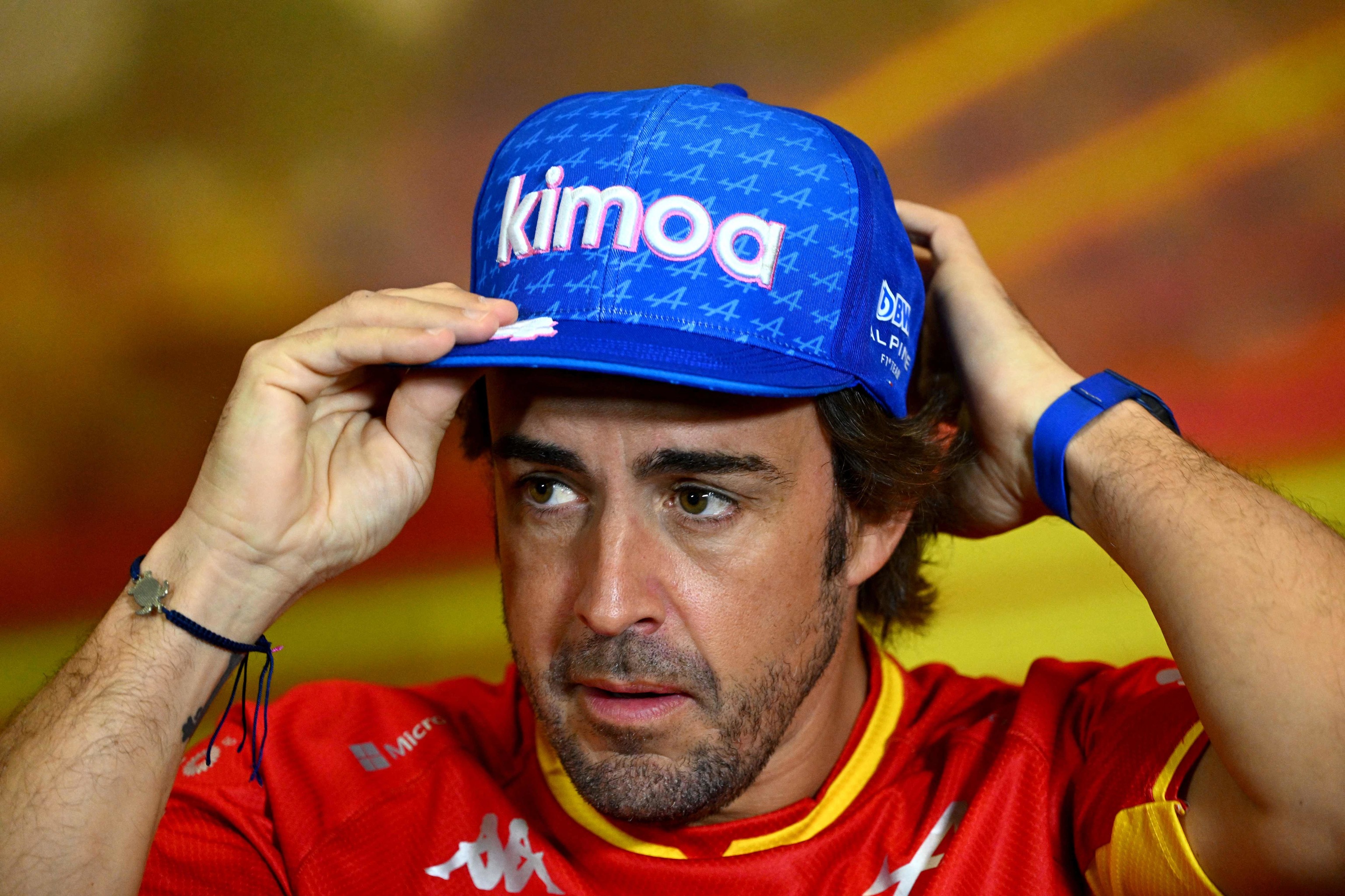 Alonso during the press conference in Montmale on Friday