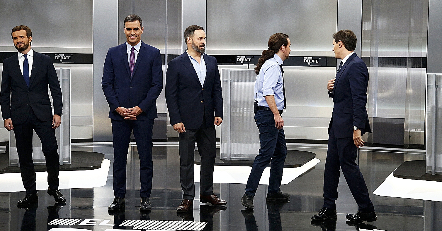 Casado, Sánchez, Abascal e Iglesias, en un debate electoral.