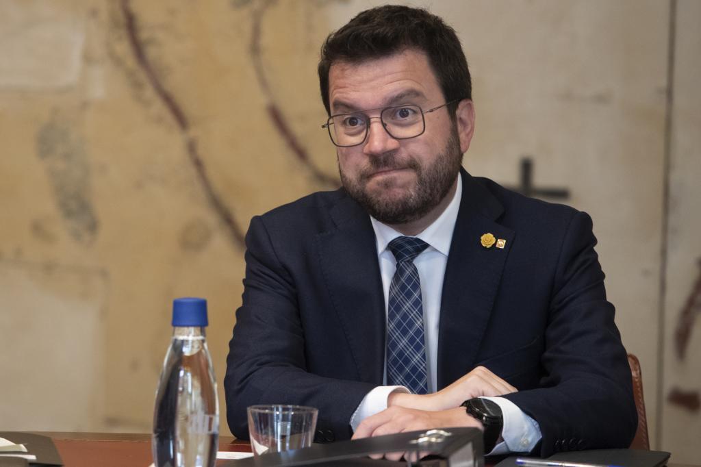 Aragonès, en la reunión del Govern de esta semana.