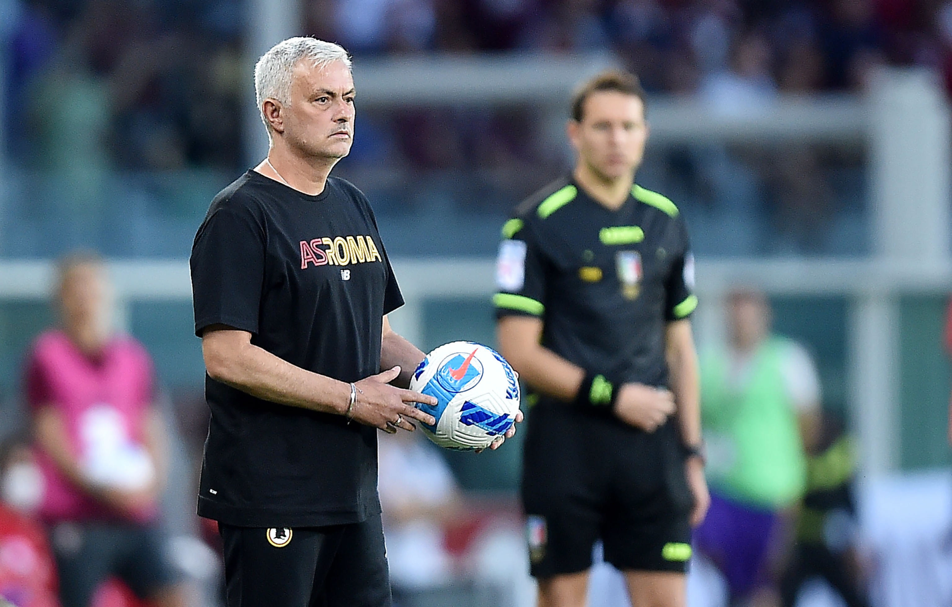 Jose Mourinho en el último partido de la Roma
