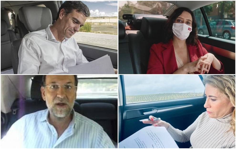 Pedro Sánchez, Isabel Díaz Ayuso, Mariano Rajoy y la ministra Raquel Sánchez también sin cinturón.
