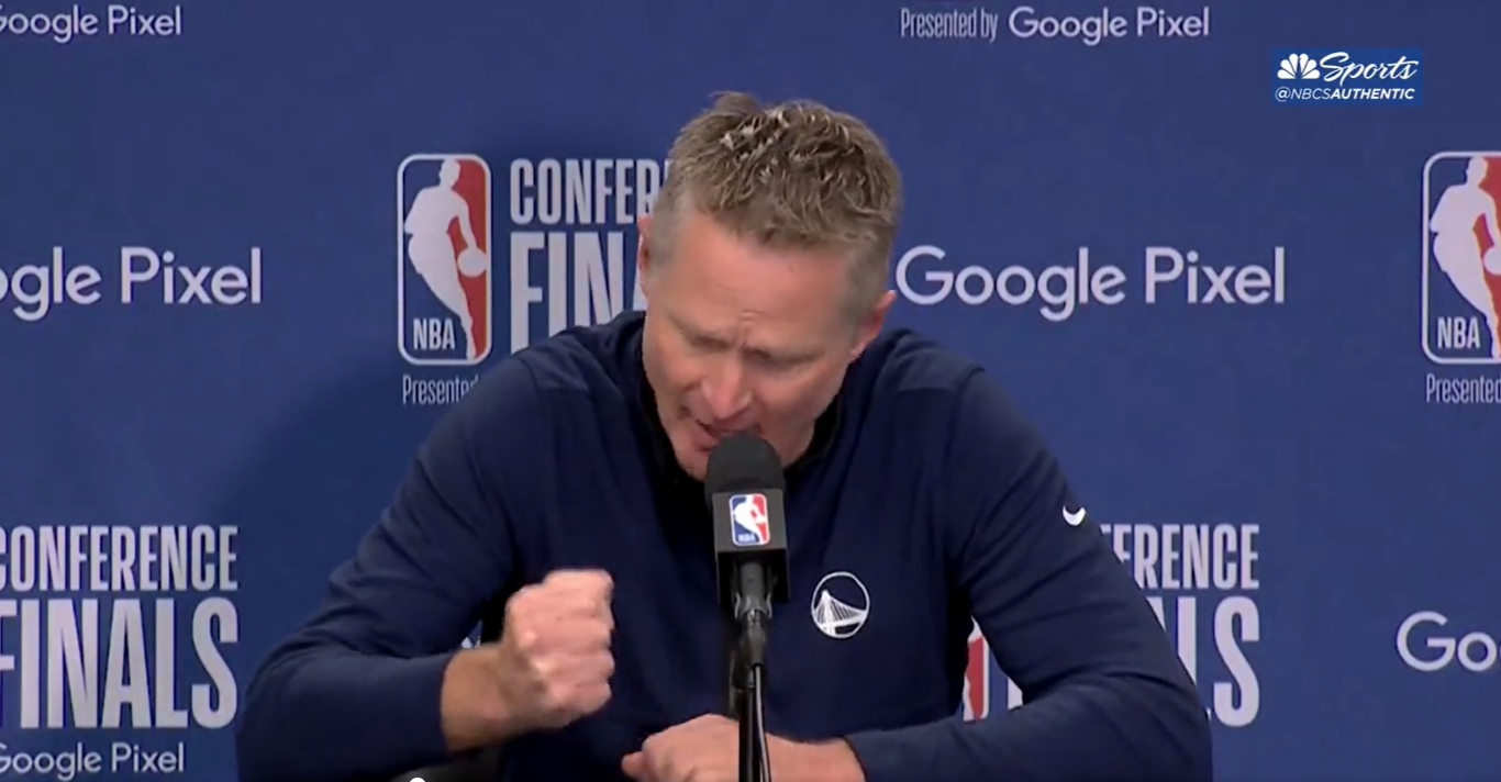 Warriors coach at the pregame press conference