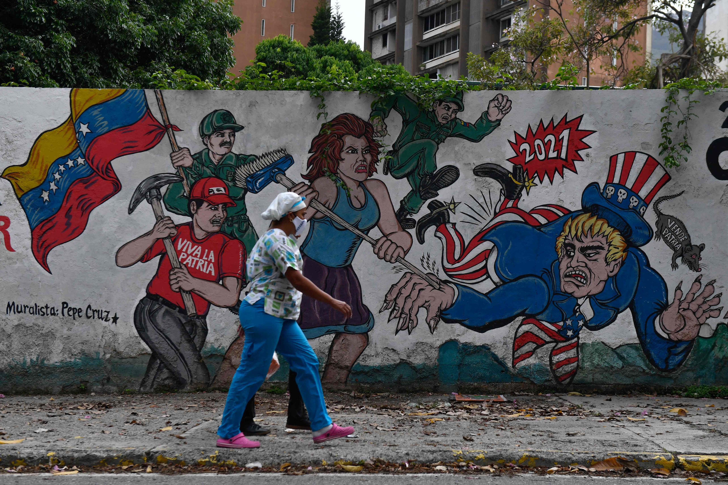 Mural antiamericano en Caracas, Venezuela.