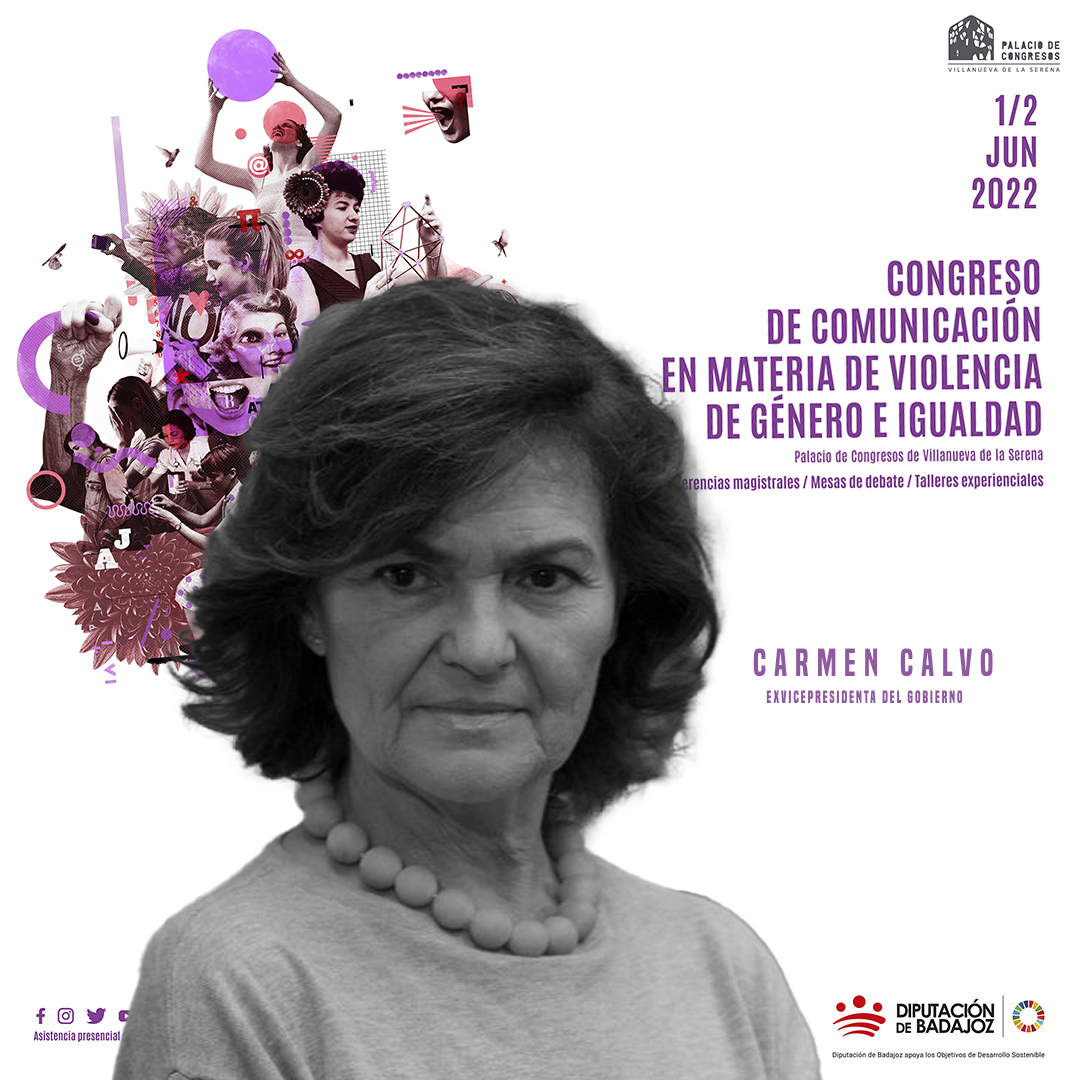 Congress poster with the image of Carmen Calvo.