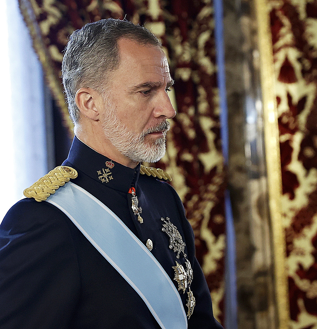El Rey Felipe, en el Palacio Real, durante la recepción de las cartas credenciales de nuevos embajadores.