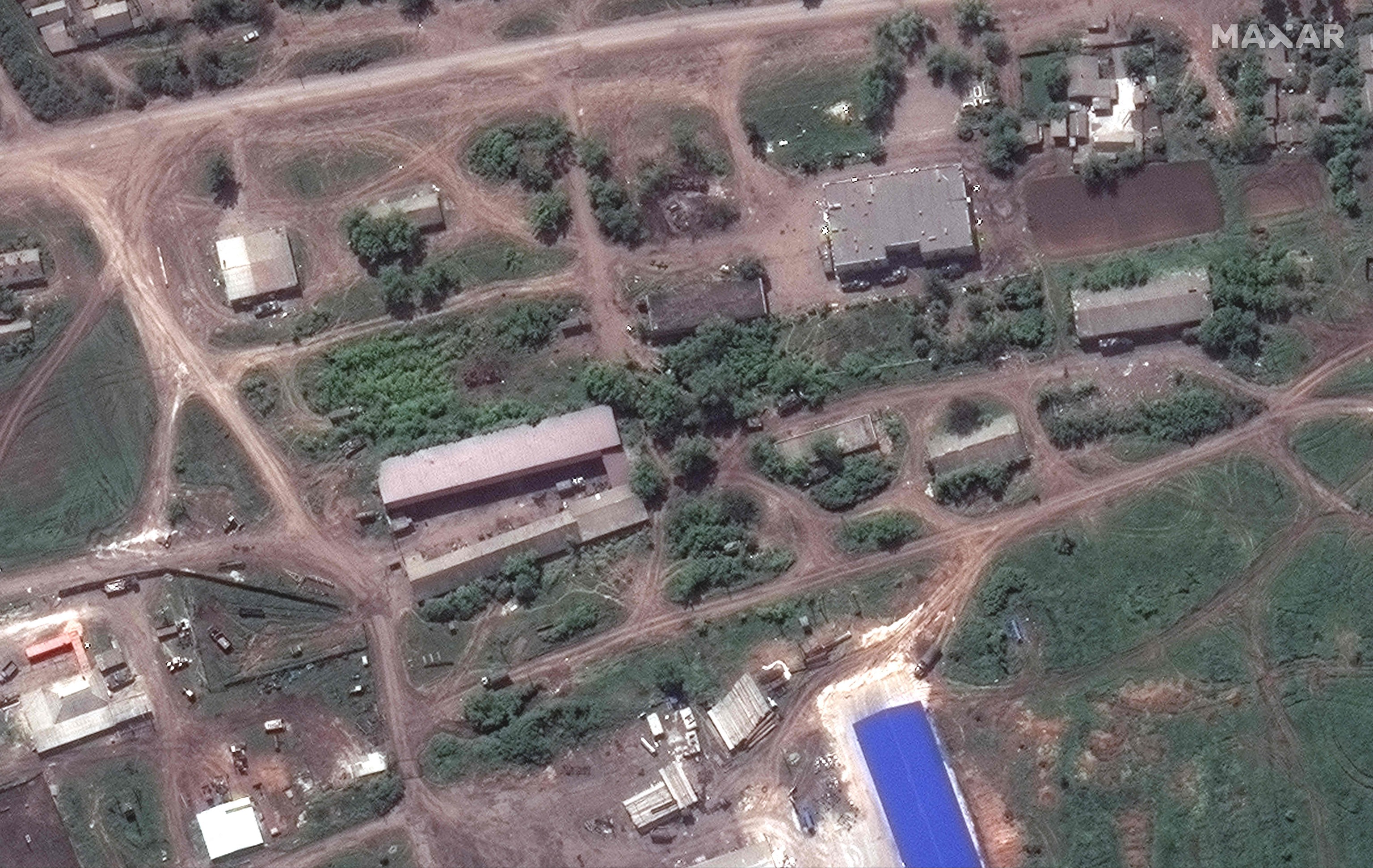 Imagen del satélite Maxar  la aldea de Kolodyazi, al norte de Lyman, Ucrania.