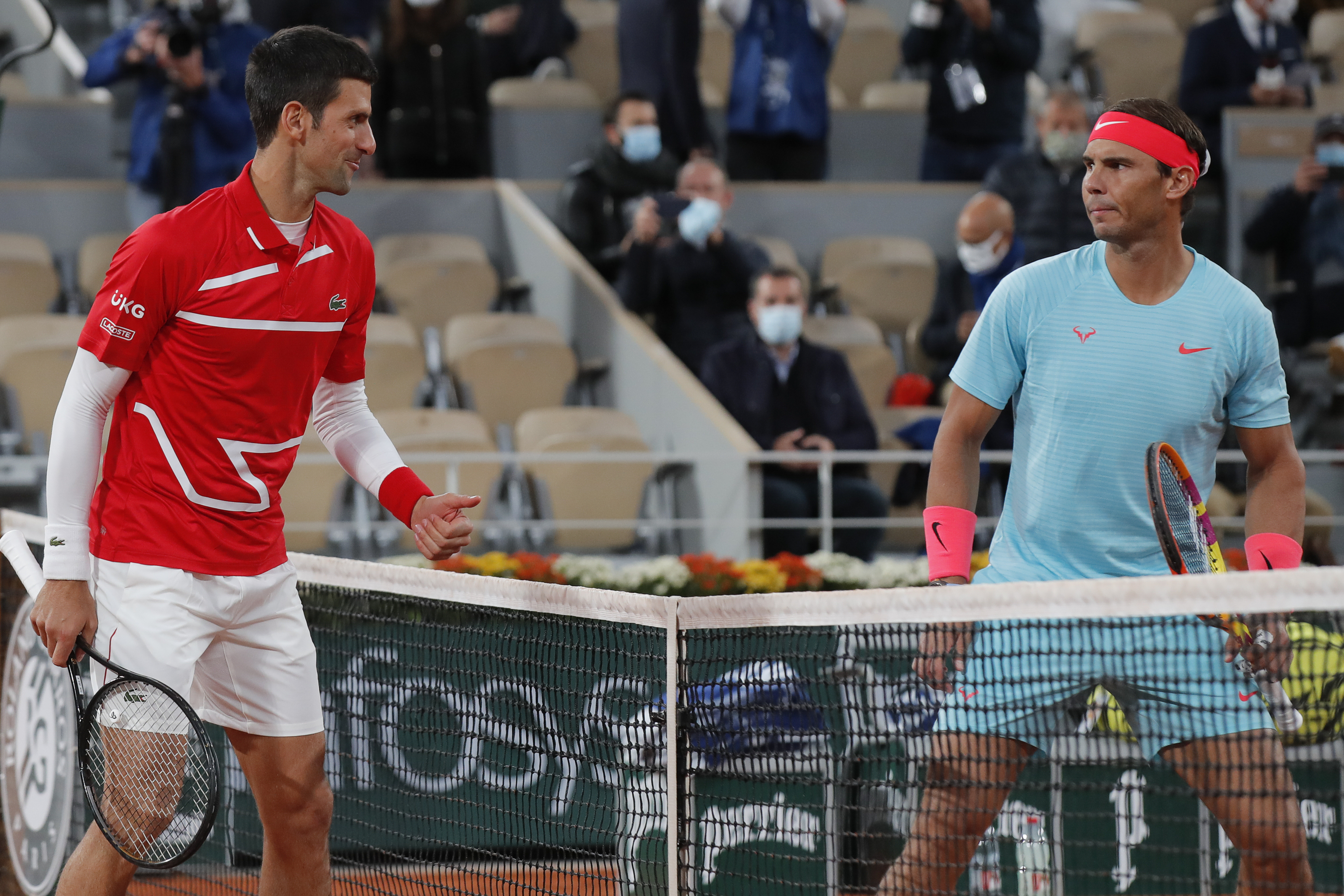 Novak Djokovic y Rafa Nadal, durante la final de Roland Garros 2020.