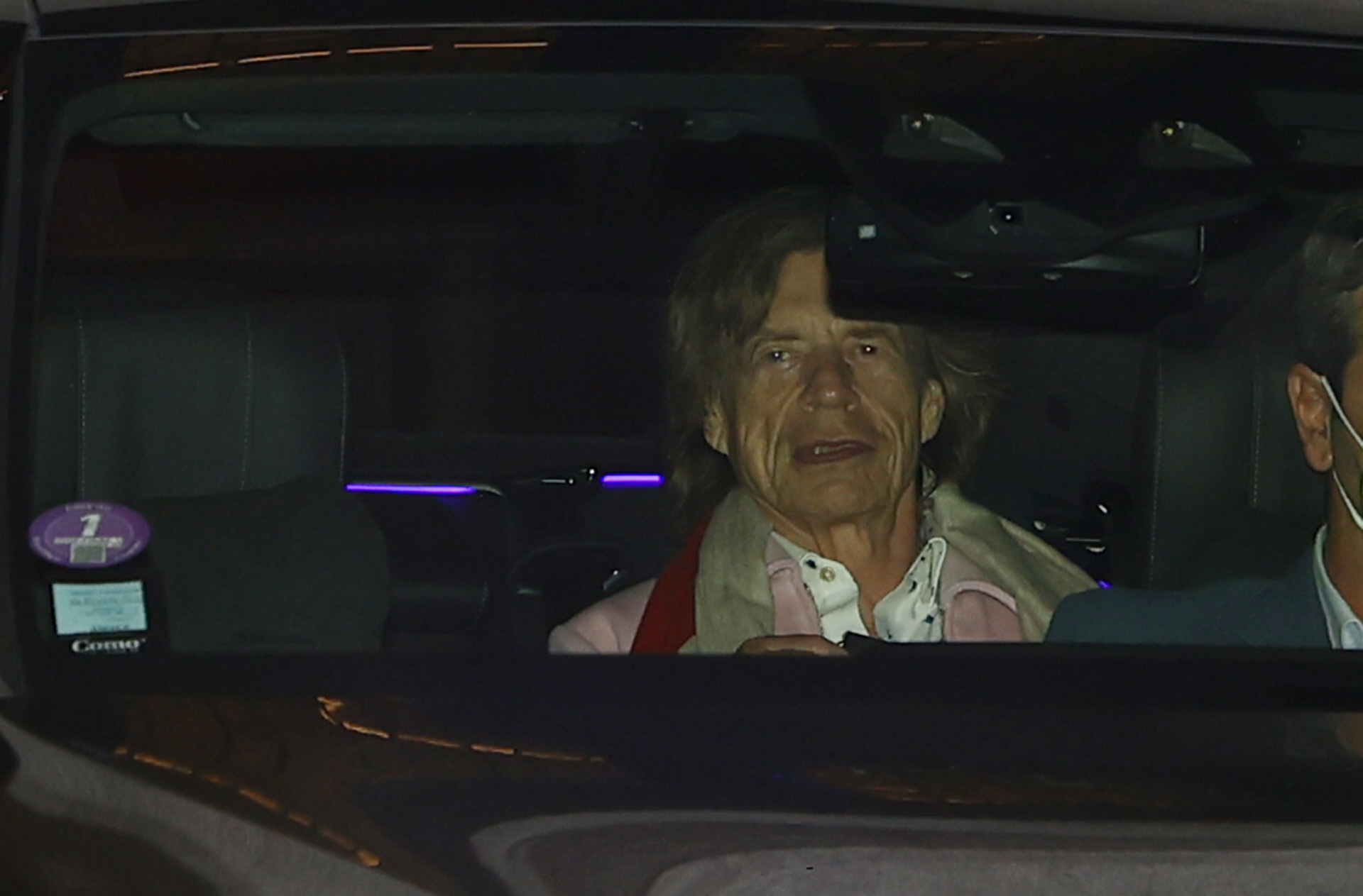 Mick Jagger, en el interior del coche que le llev a la fiesta flamenca.