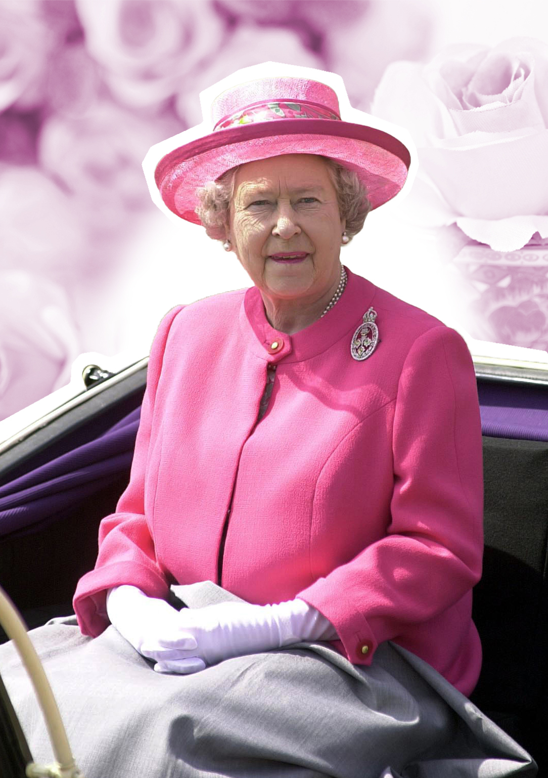 La reina Isabel, de llamativo rosa, durante una parada militar en el año 2000.