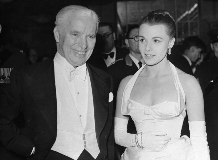 Charles Chaplin y Claire Bloom, en el estreno de Candilejas, en 1952.