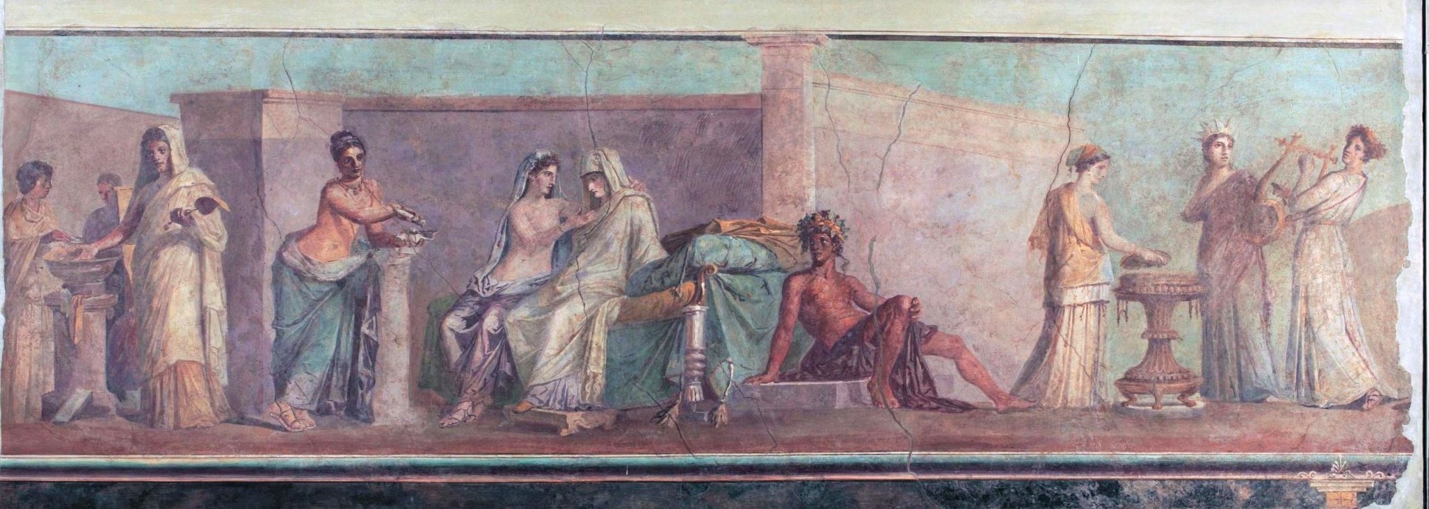 Fresco romano 'Las bodas albobrandinas' que da idea del colorismo en el arte antiguo.