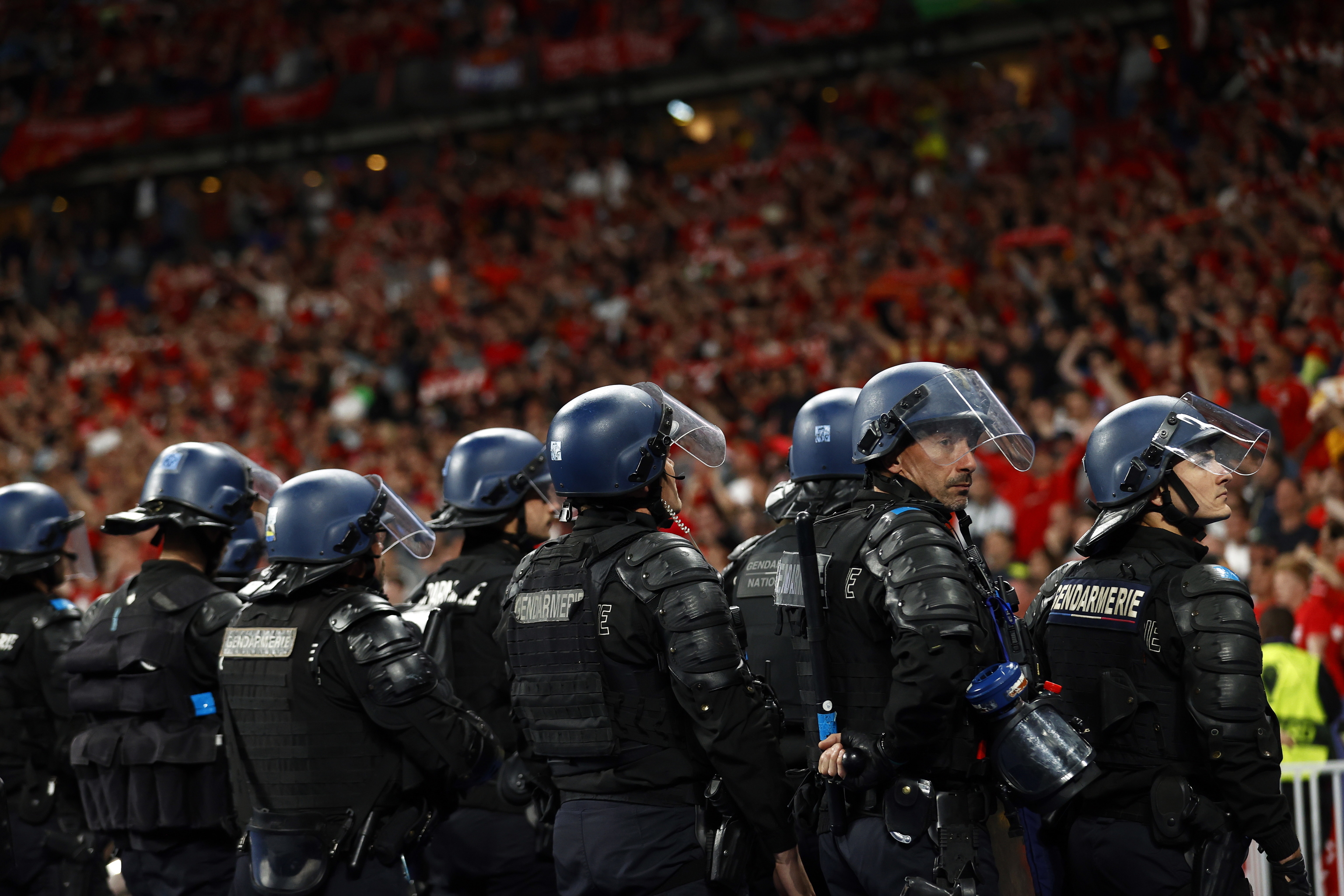 Police officers inside St. Denis.
