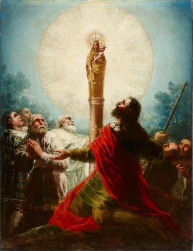 Imagen del lienzo de Goya 'Aparición de la Virgen del Pilar al Apóstol Santiago y sus discípulos'.
