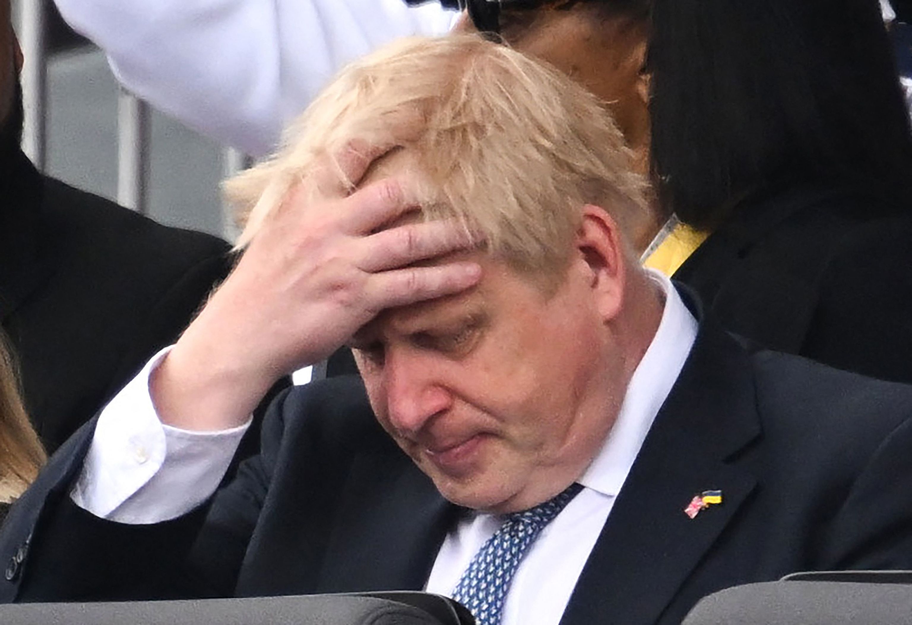 Boris Johnson with a worried expression during Jubilee.