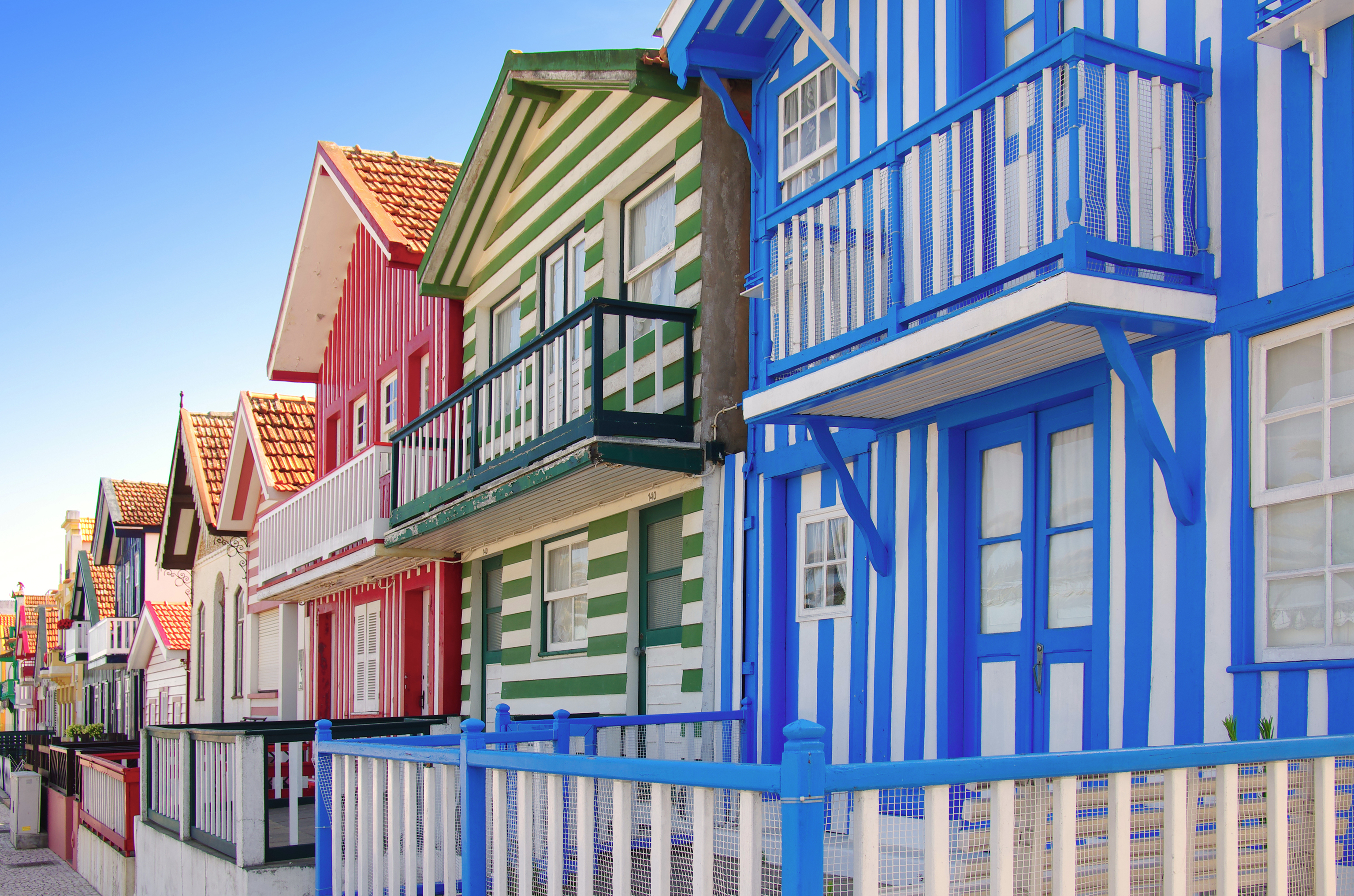 Las casas pintadas de Costa Nova, junto a Aveiro.