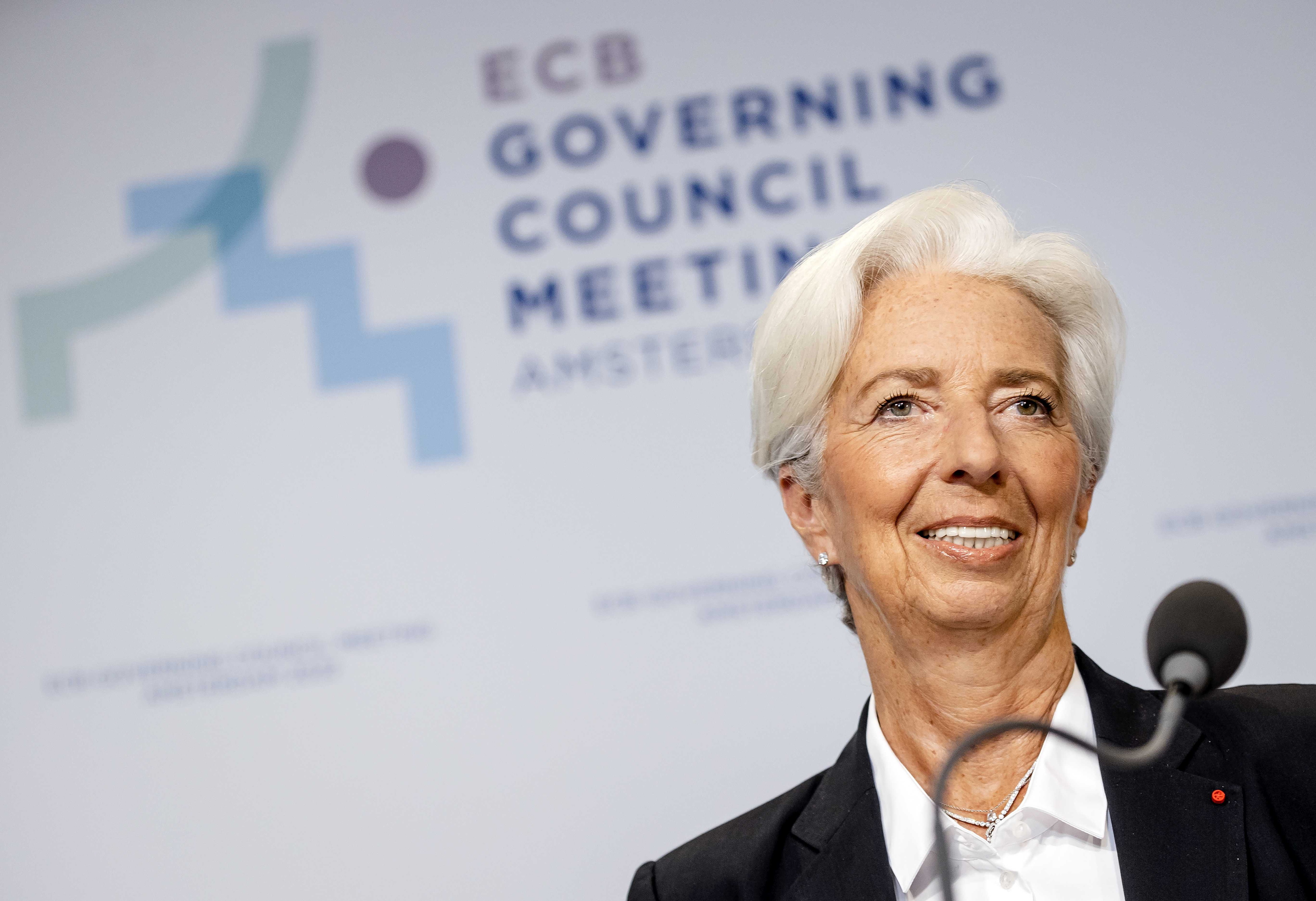 ECB President Christine Lagarde in Amsterdam yesterday.