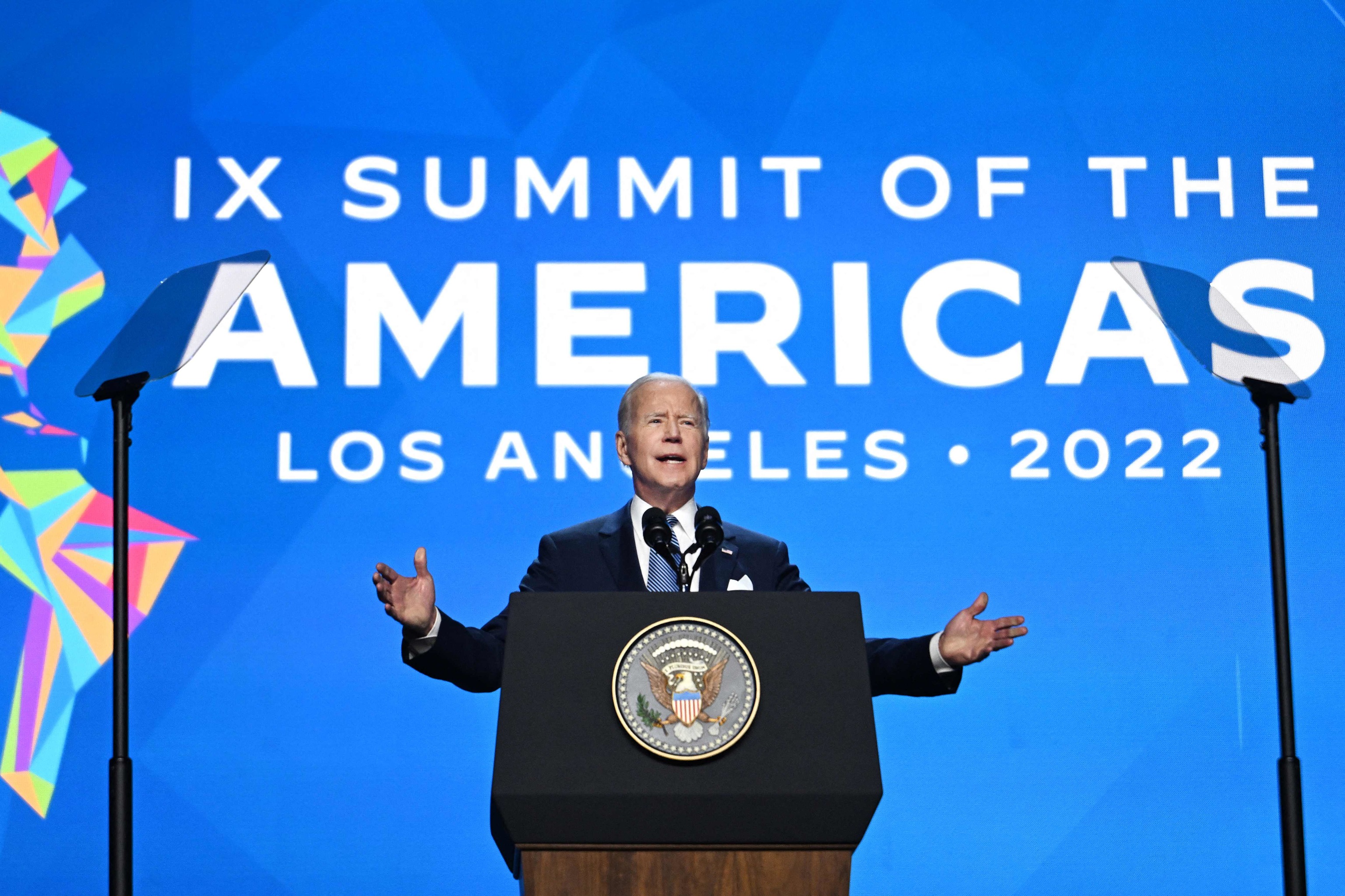 Joe Biden interviene en la apertura de la Cumbre de las Américas el 8 de junio.
