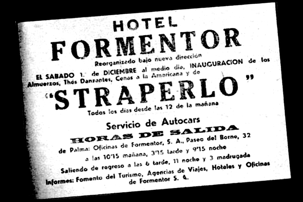Cartel de la época sobre los eventos en el Hotel Formentor.