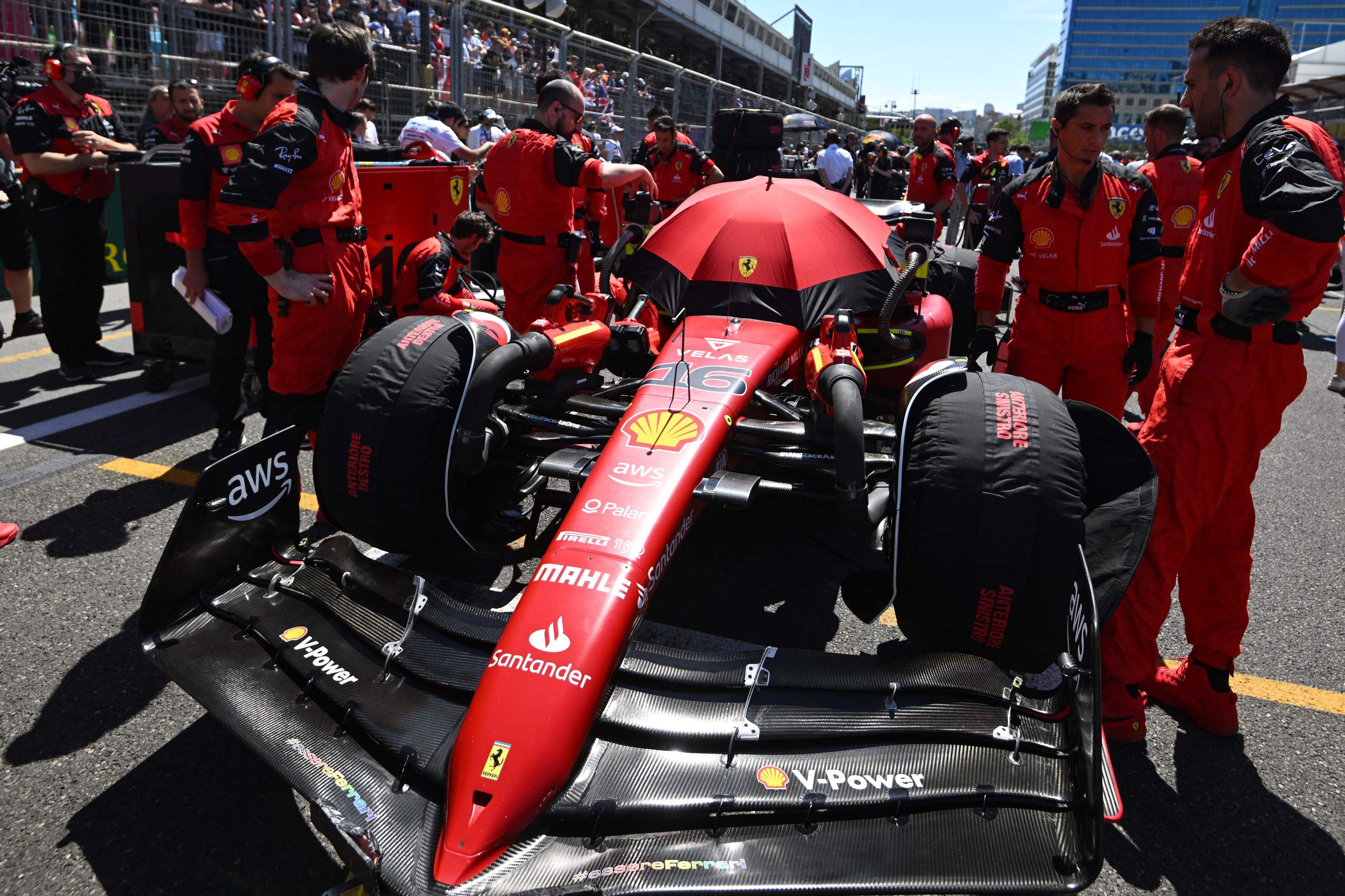 Leclerc, Azerbaijani GP .  With SF-75 on the grid of