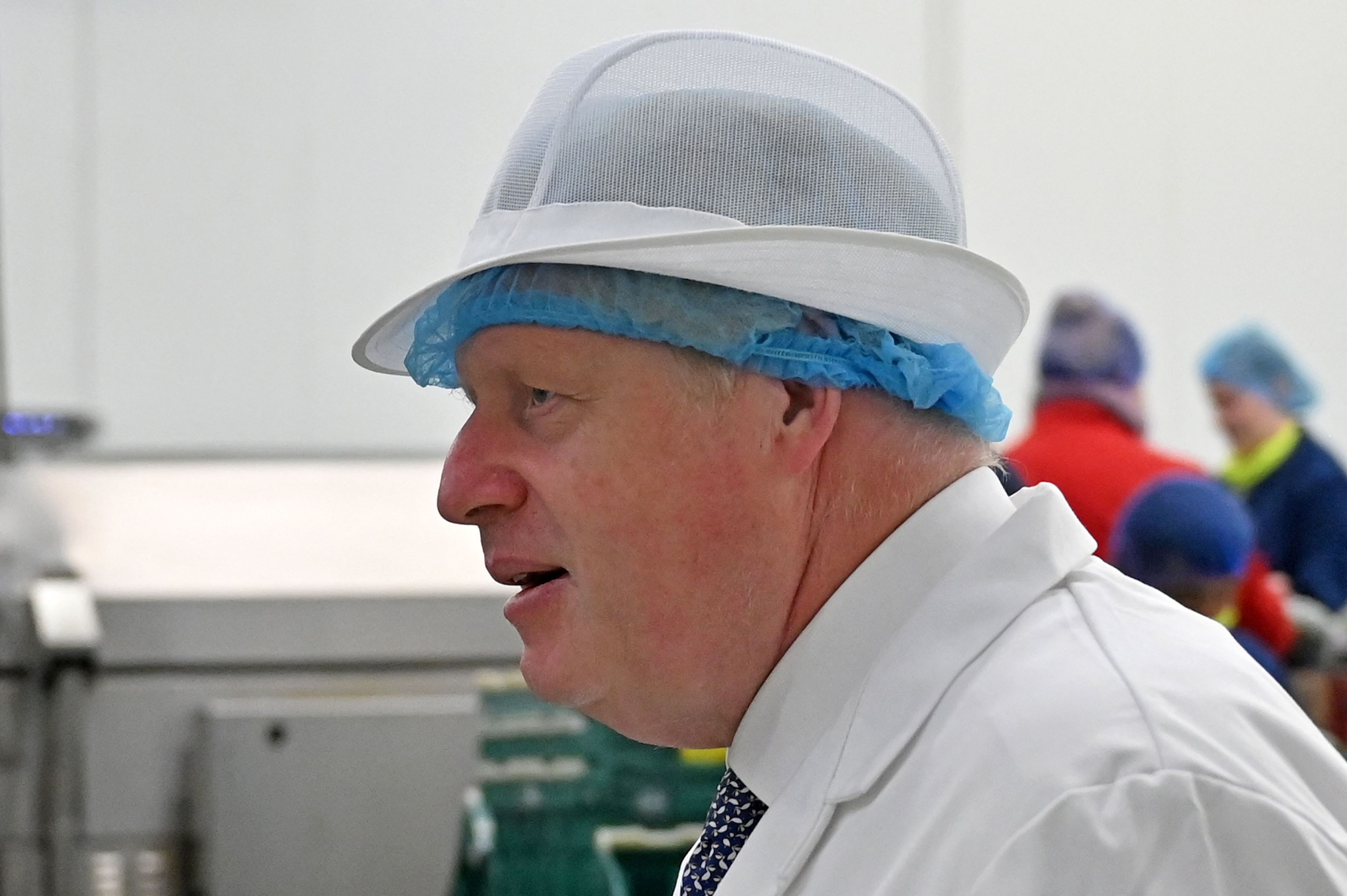 El premier británico, Boris Johnson,  visita una granja en Hayle.