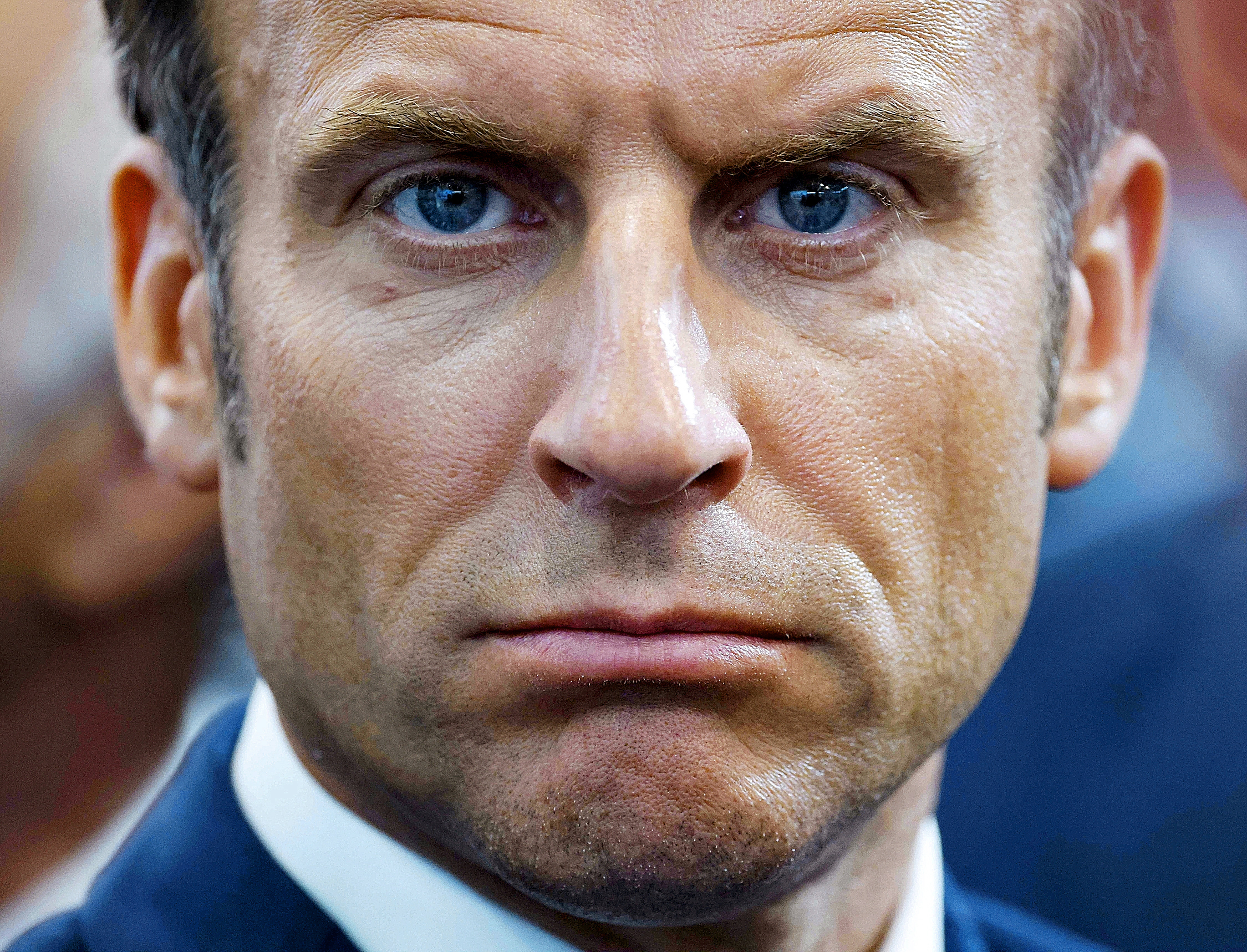El presidente, Emmanuel Macron, durante una visita a Villepinte, en París, en la campaña de las presidenciales